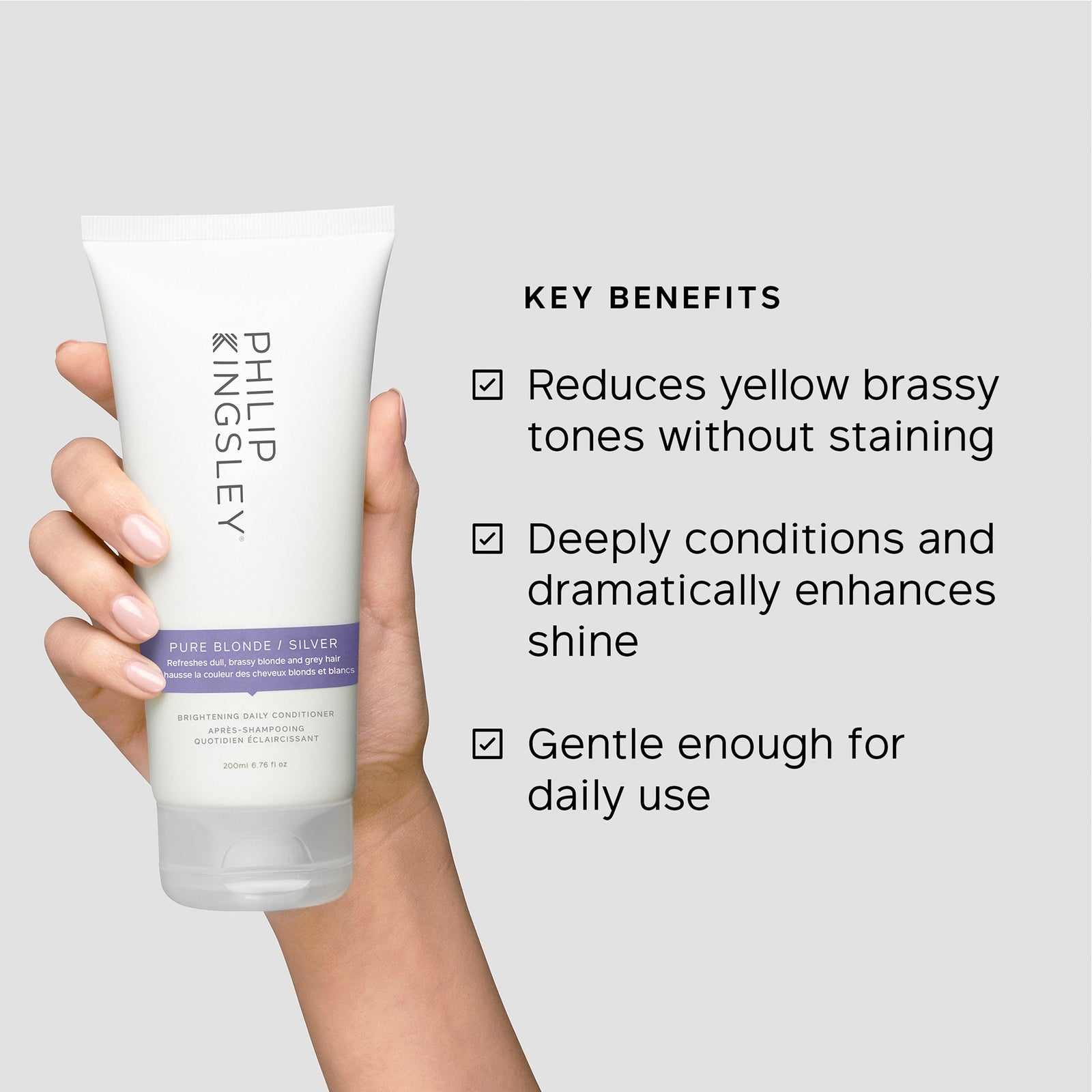 Philip Kingsley Pure Blonde/Silver Daily Brightening Purple Conditioner 200ml 3