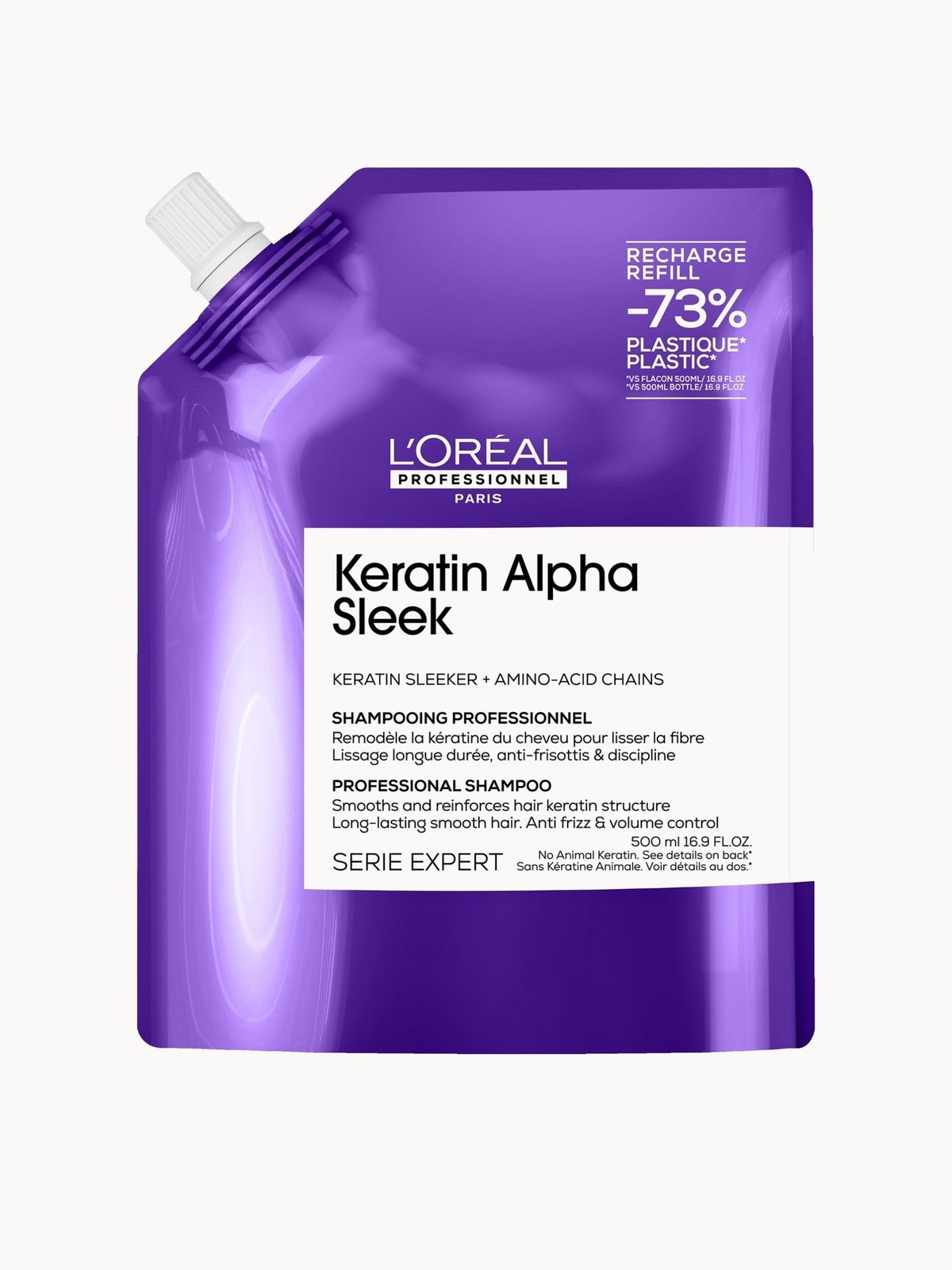 L'Oréal Professionnel Keratin Alpha Sleek Shampoo Refill Pack Anti-Frizz & Smoothing 500ml