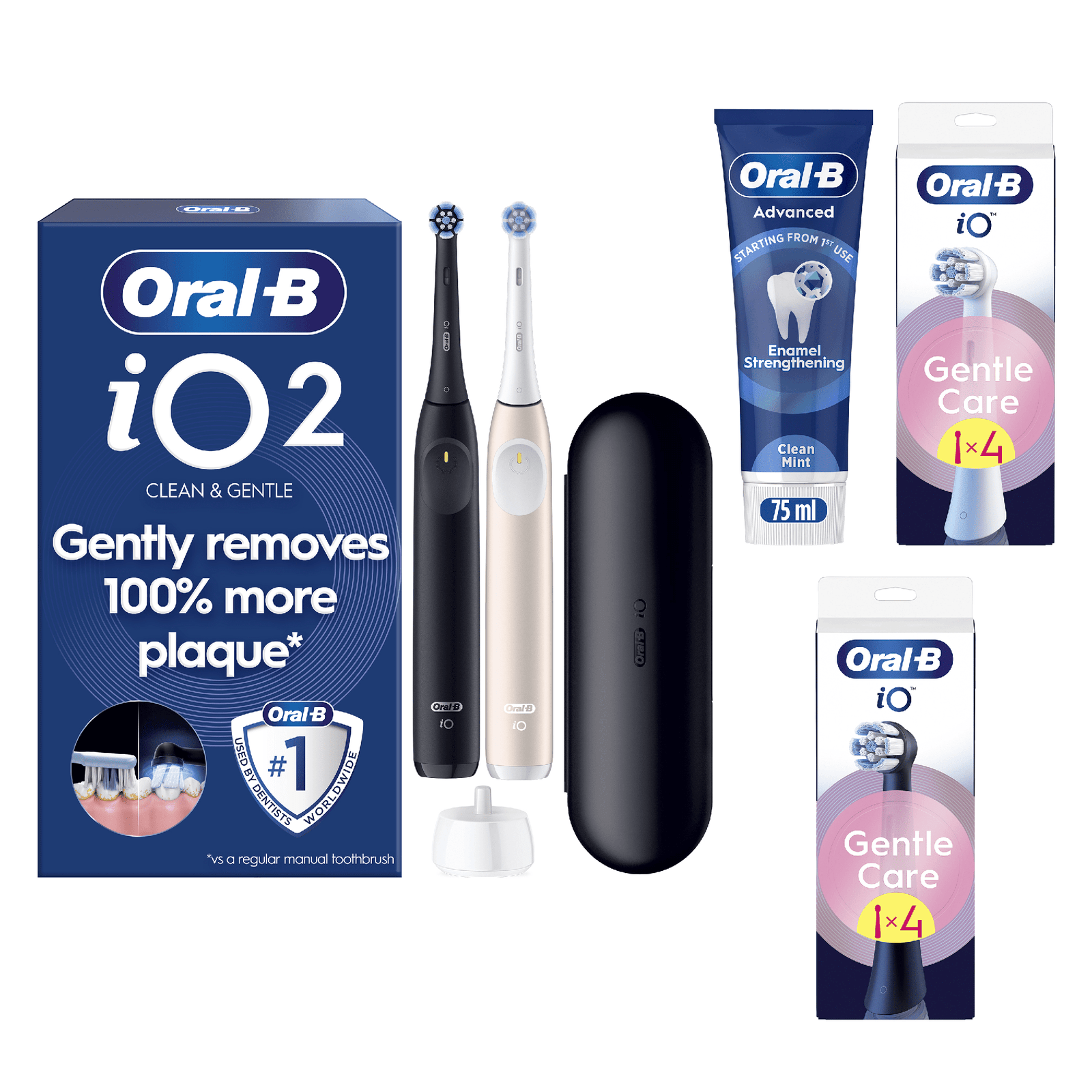 Oral-B iO2 Electric Toothbrush Night Black & Calm Pink Duo Pack Black & Pink