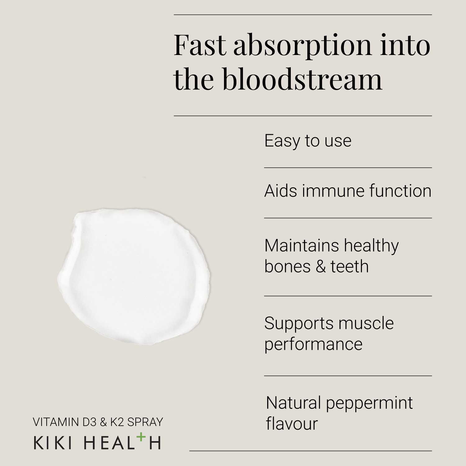 Kiki Health Vitamin D3 & K2 Oral Spray (Peppermint) - 30ml