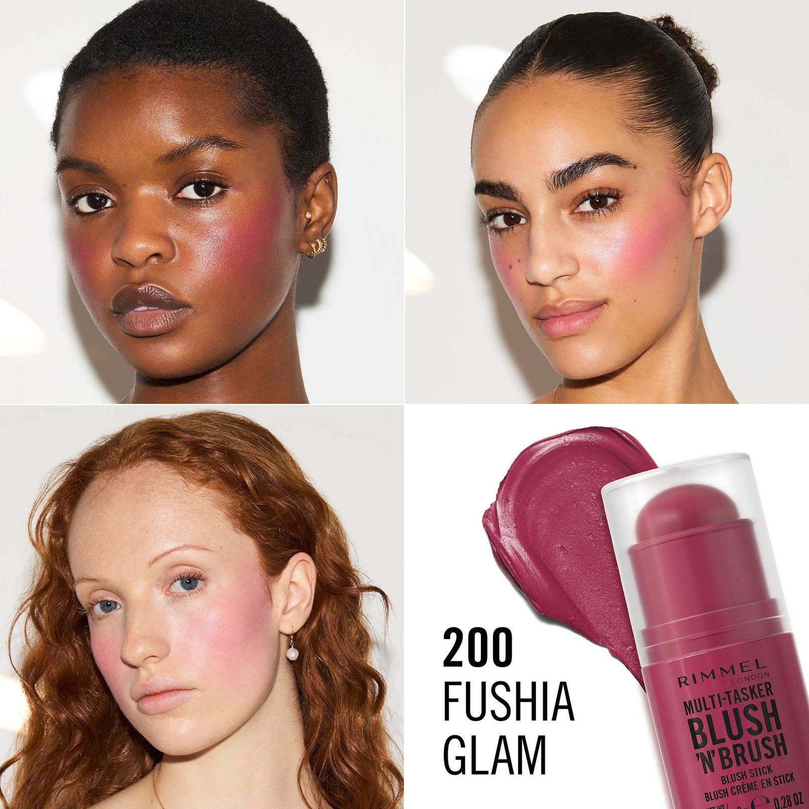 Rimmel Multi-Tasker Blush'N'Brush 8g (Various Shades) - 200 Fushia Glam 2