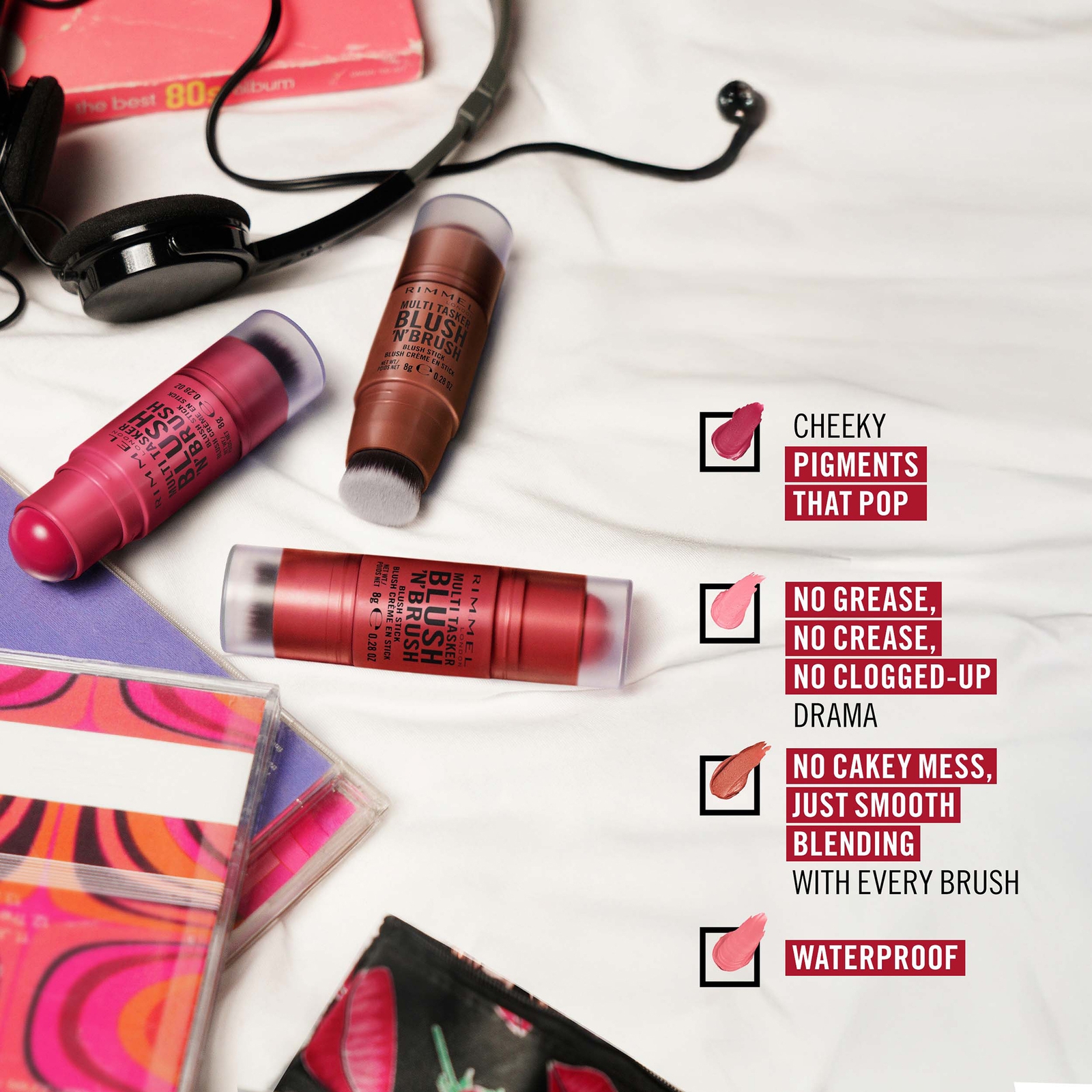 Thumbnail - Rimmel Multi-Tasker Blush'N'Brush 8g (Various Shades) - 200 Fushia Glam