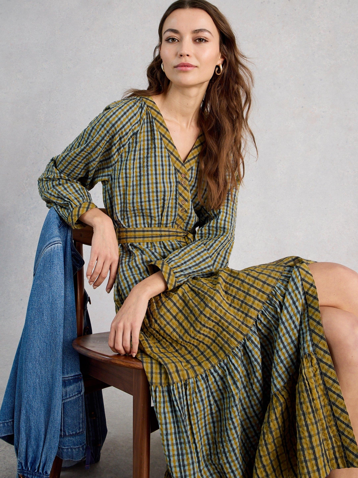 Kariertes Midikleid Clementine - 44/R