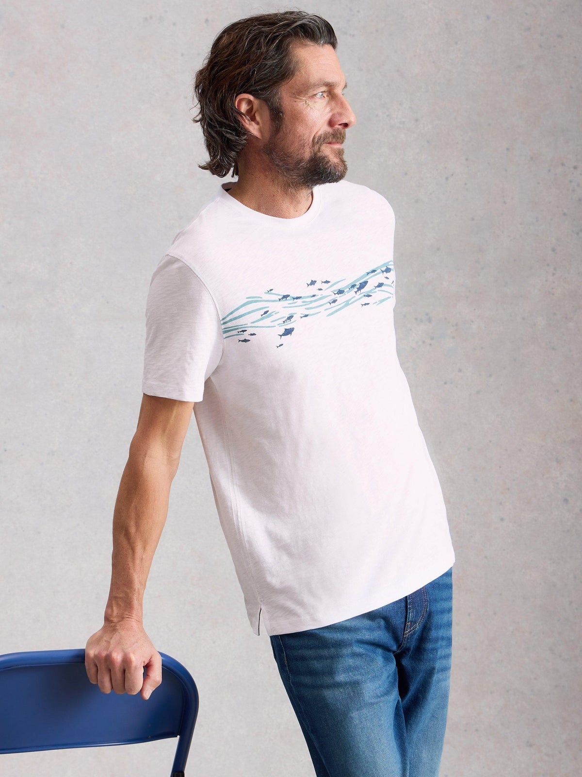 T-Shirt Abersoch mit Fischgrafik - XL/R