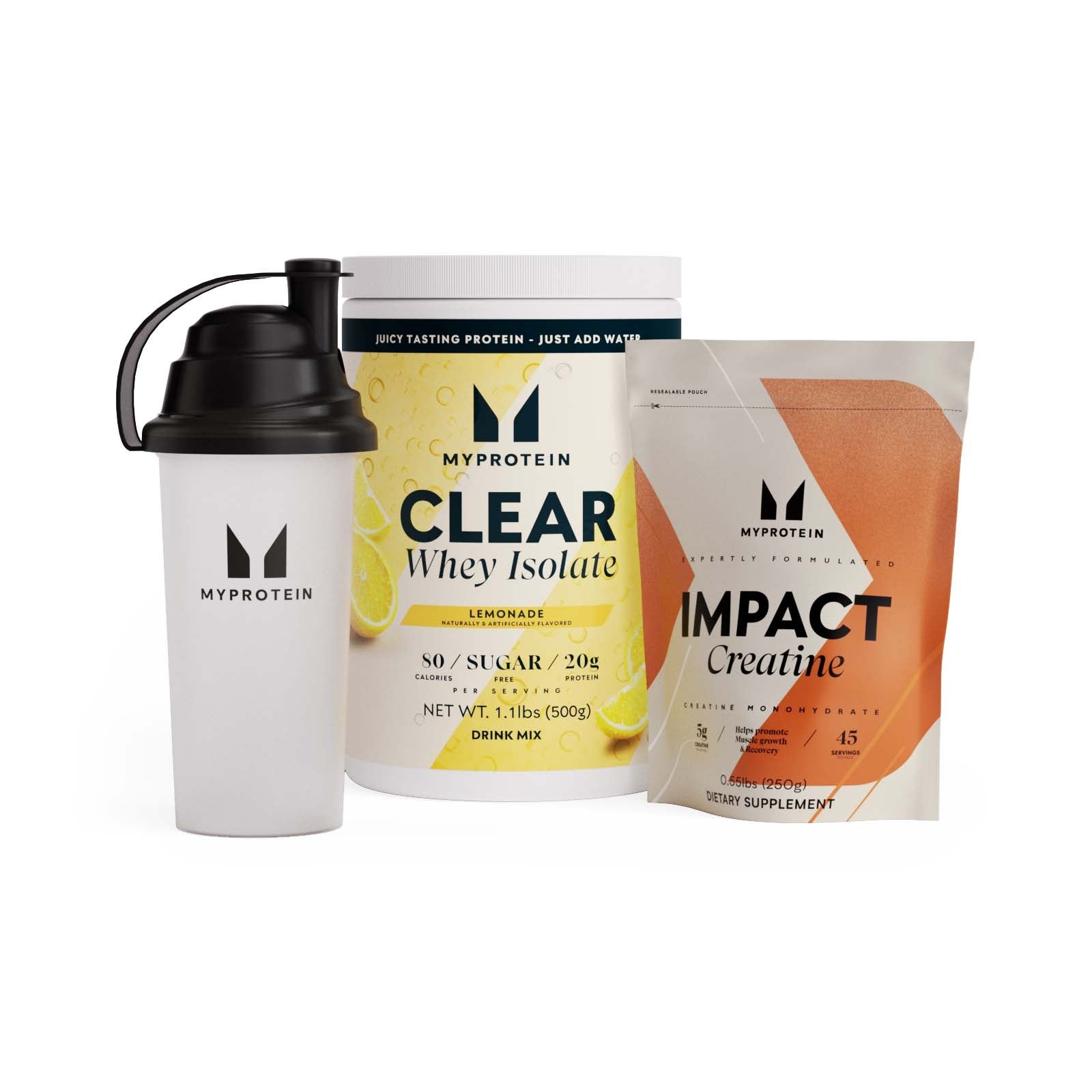 Myprotein Clear Whey Build Muscle Stack (USA) - 1kg - Lemonade - Unflavored