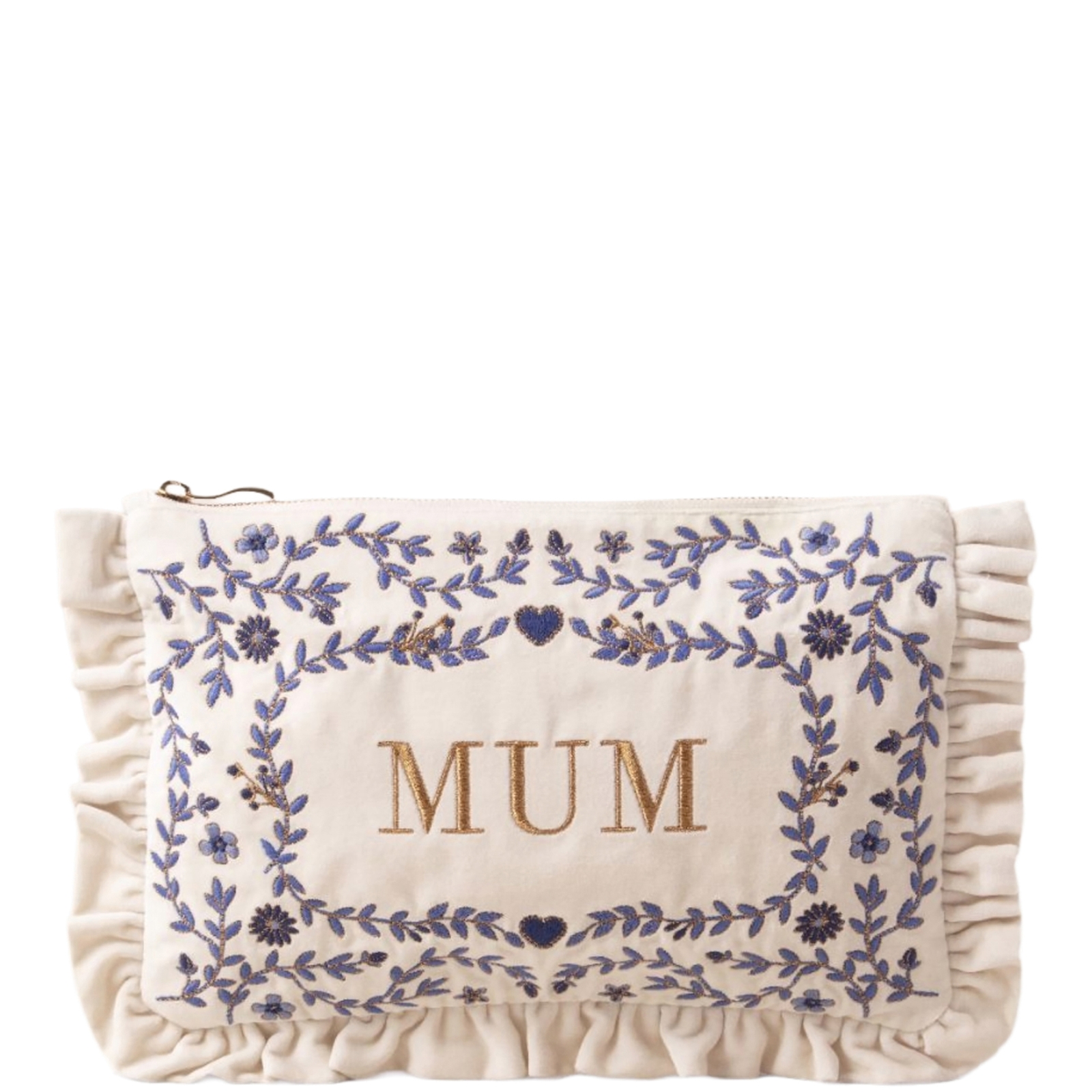 

Elizabeth Scarlett Mediterranean Garden Mum Velvet Frill Pouch - Cream