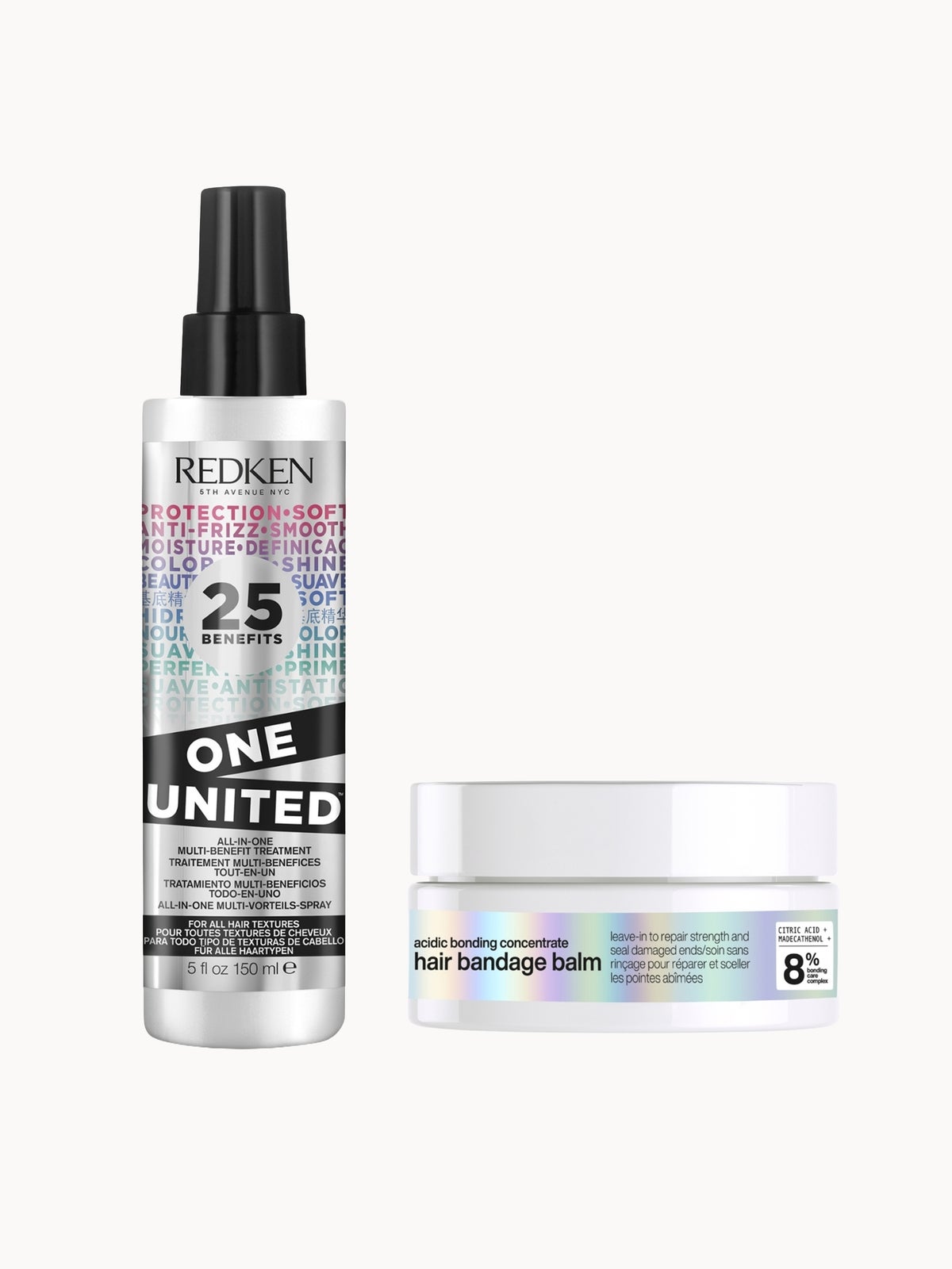 Redken Acidic Bonding Concentrate Hair Bandage Balm 75ml & Redken One United Multi-Benefit Treatment Spray 150ml Bundle