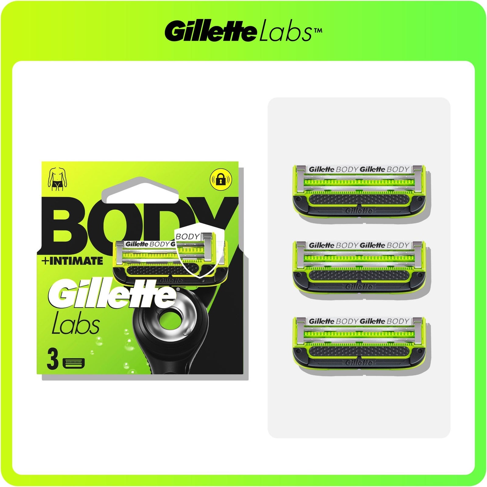 GilletteLabs Body + Intimate Razor Blades  3 Pack