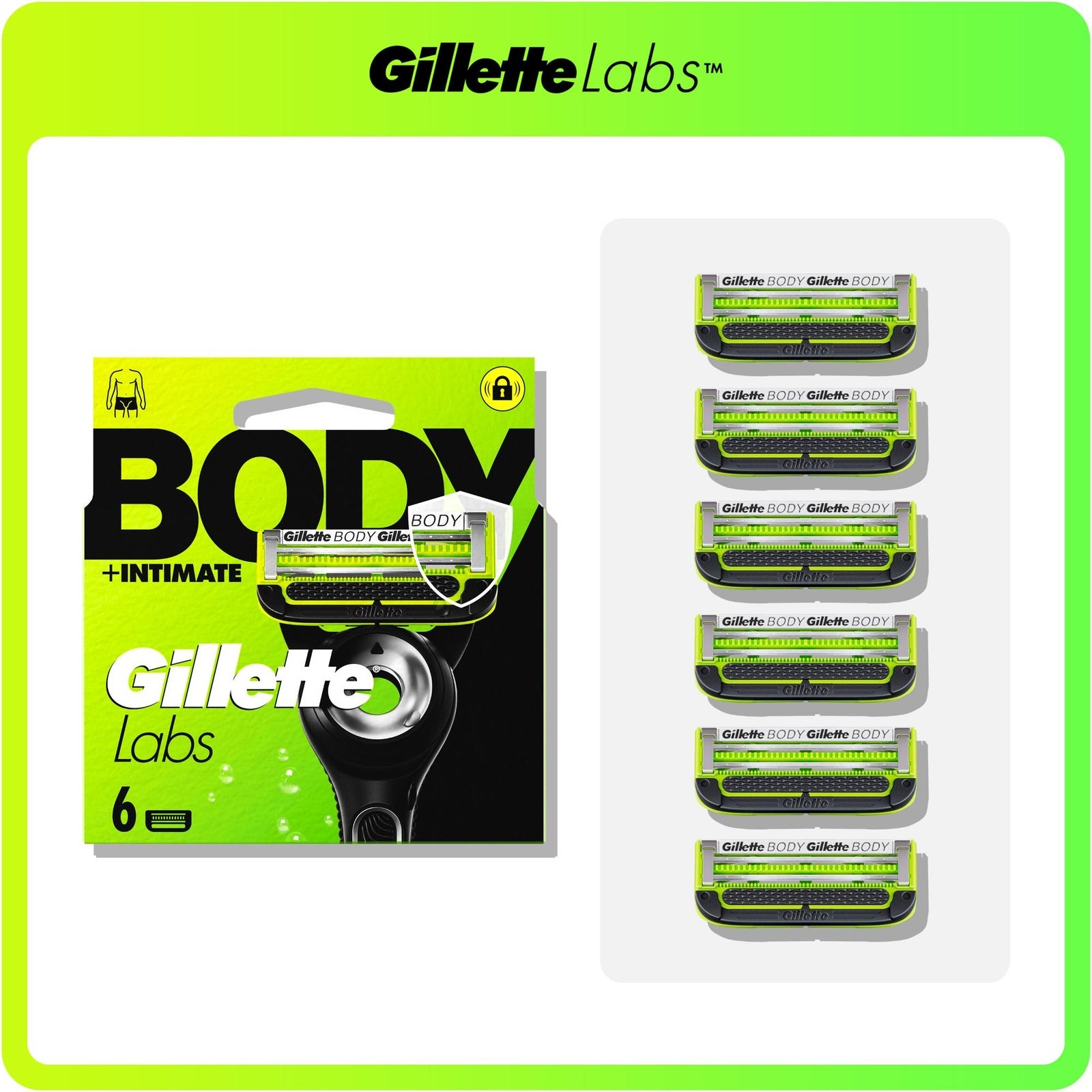 GilletteLabs Body + Intimate Razor Blades  6 Pack
