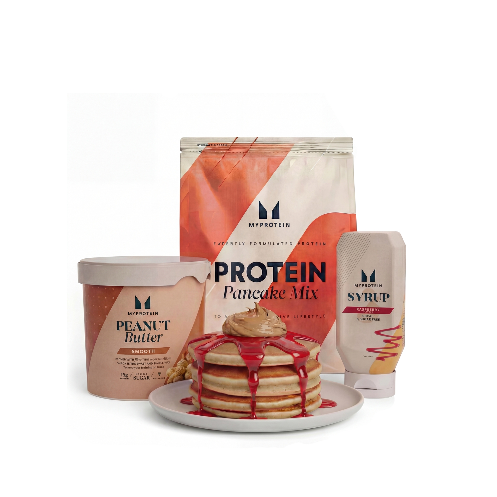 Myprotein UK MyProtein Pancake Bundle - Raspberry - Peanut Butter, Smooth - Golden Syrup
