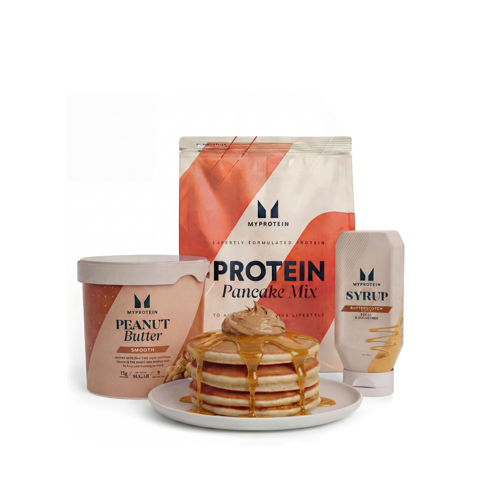 Myprotein UK MyProtein Pancake Bundle - Butterscotch - Peanut Butter, Smooth - Golden Syrup