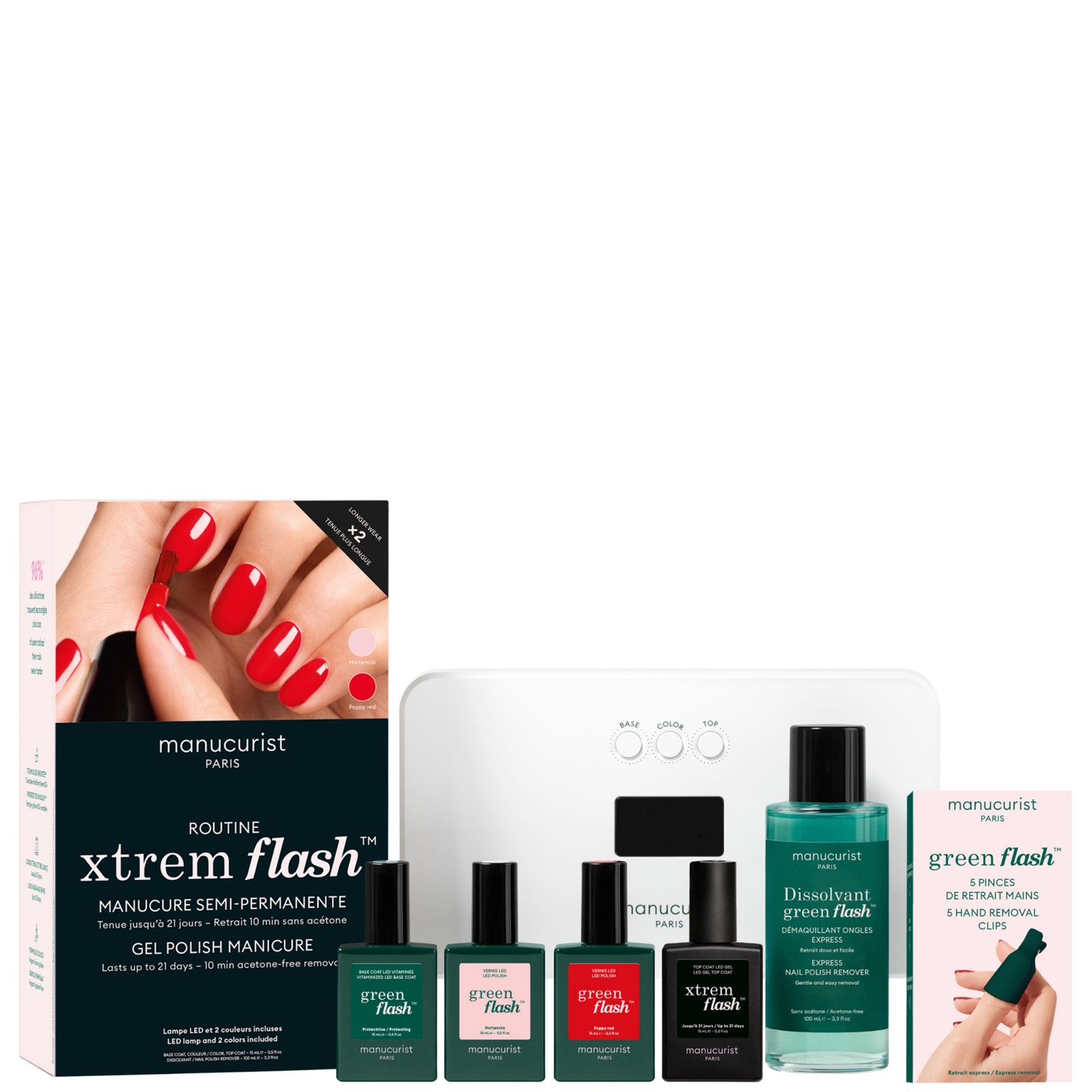 Manucurist At Home Gel Xtreme Flash Kit- Poppy Red & Hortencia