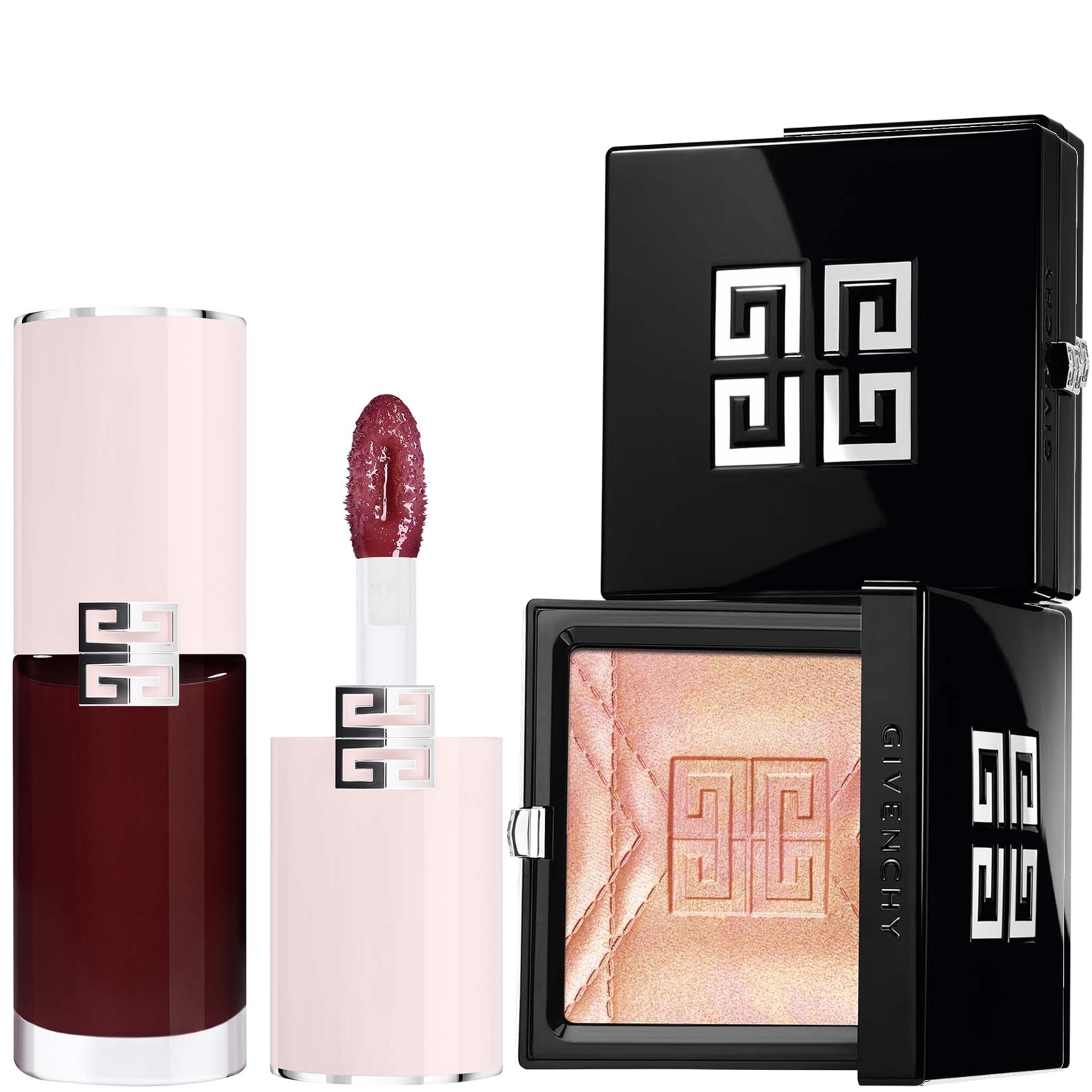 Givenchy Prisme Libre Highlighter Powder & Perfecto Serum Lip Oil Bundle (Various Shades) - Gold Berry