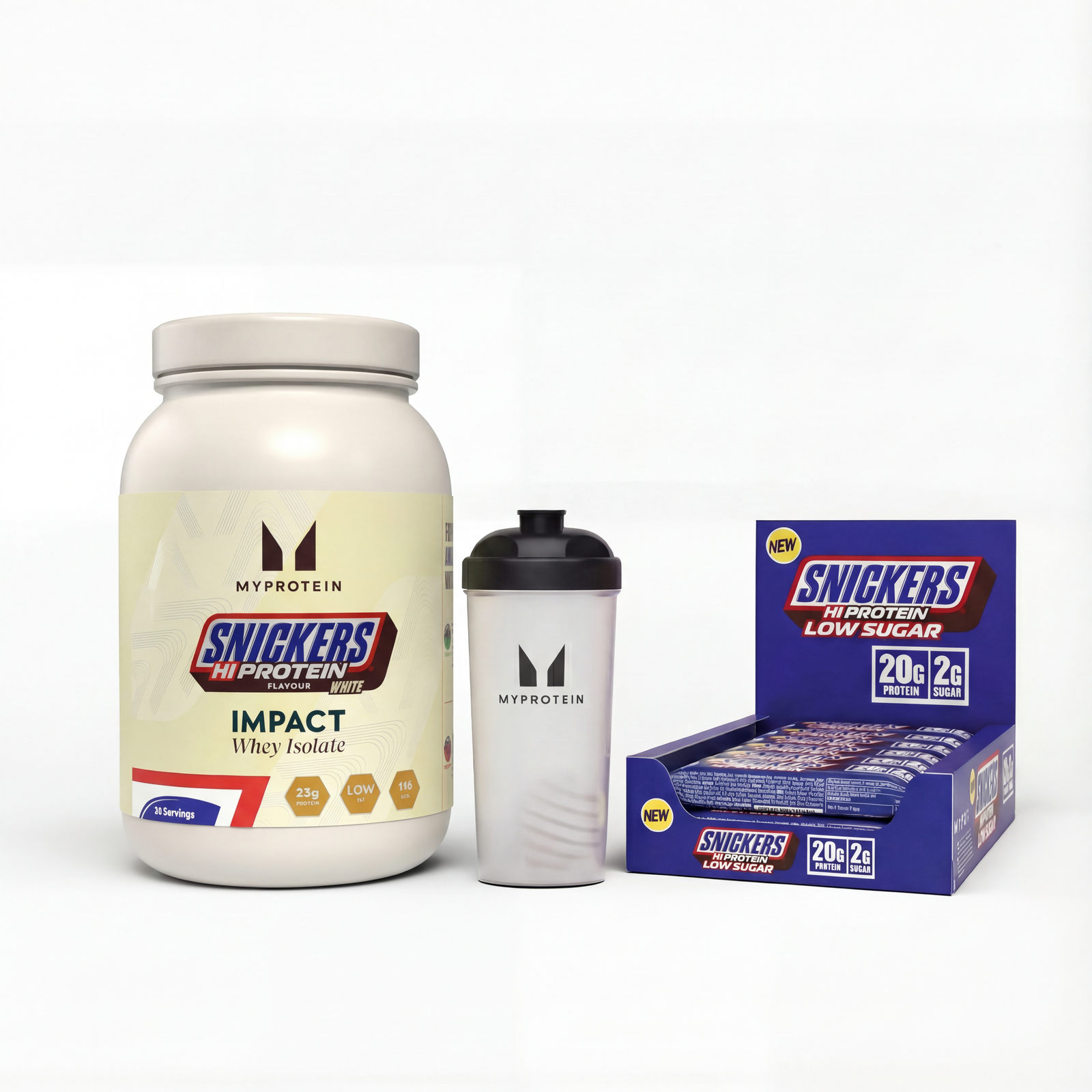 Myprotein UK MyProtein SNICKERS® White Isolate Bundle - Snickers Original HiProtein Bar - 1KG - 30servings