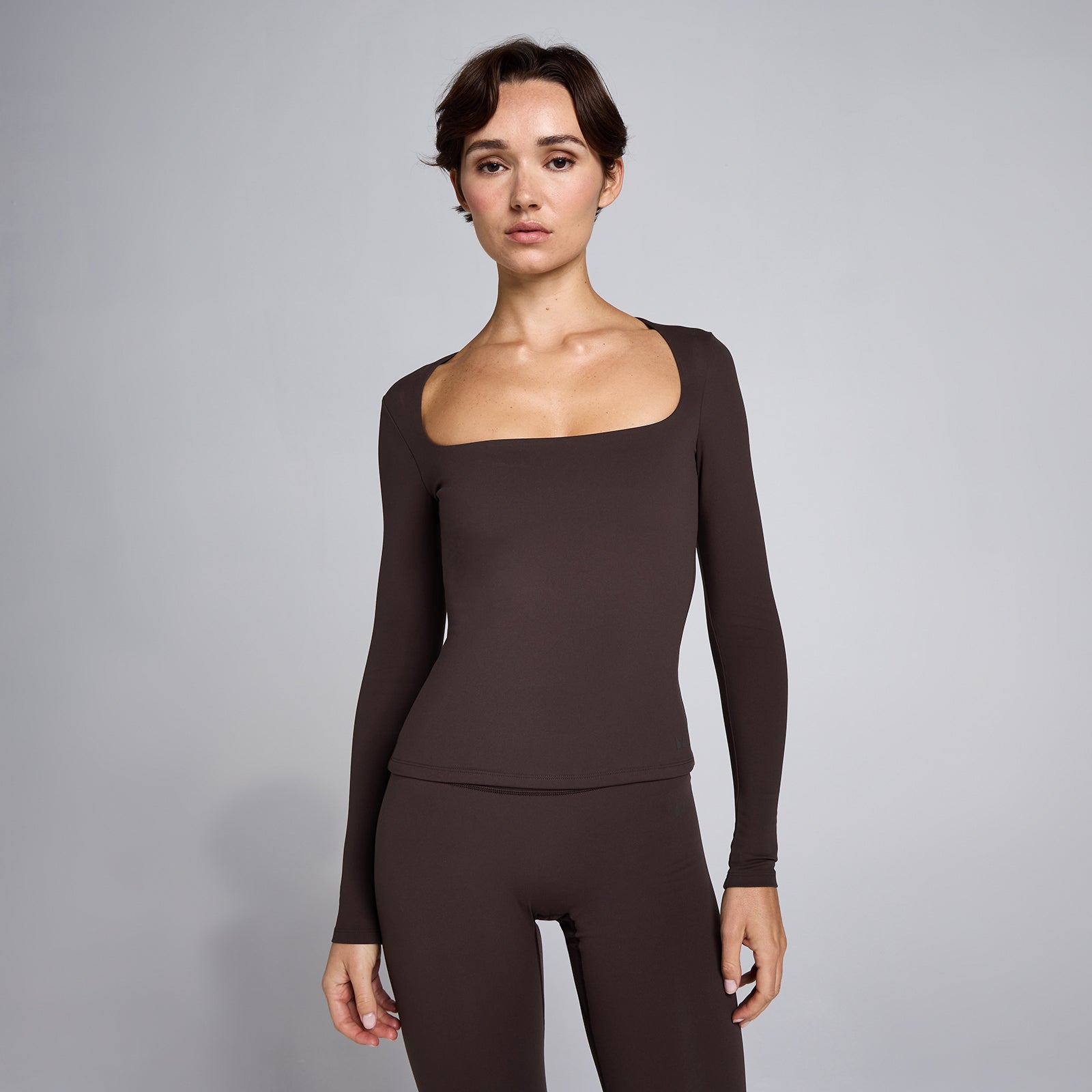 Top cu Mânecă Lungă și Decolteu Pătrat MP Women's SculptForm - Cacao - XS