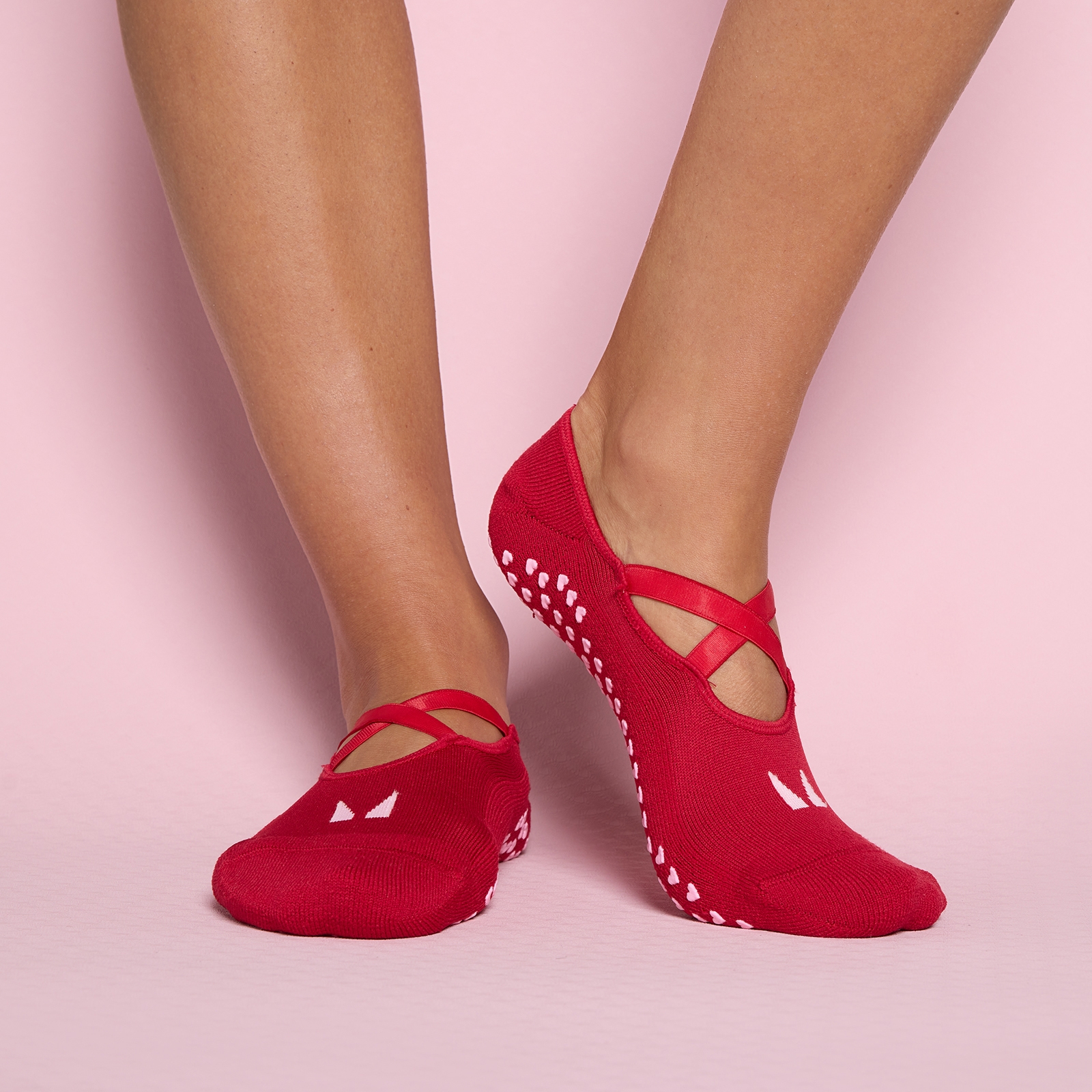 Calze ballerina antiscivolo San Valentino MP (confezione da 2) - Rosa/rosso rosa - UK 2-5