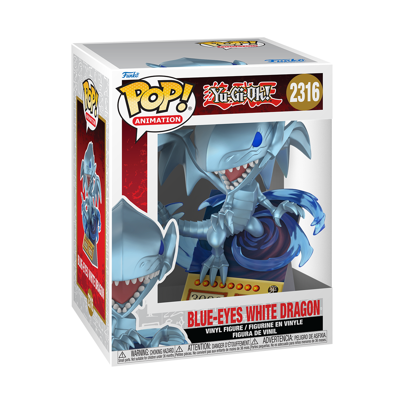 Image of Yu-Gi-Oh Funko POP! Blue Eyes White Dragon Card Premium Vinyl Figure
