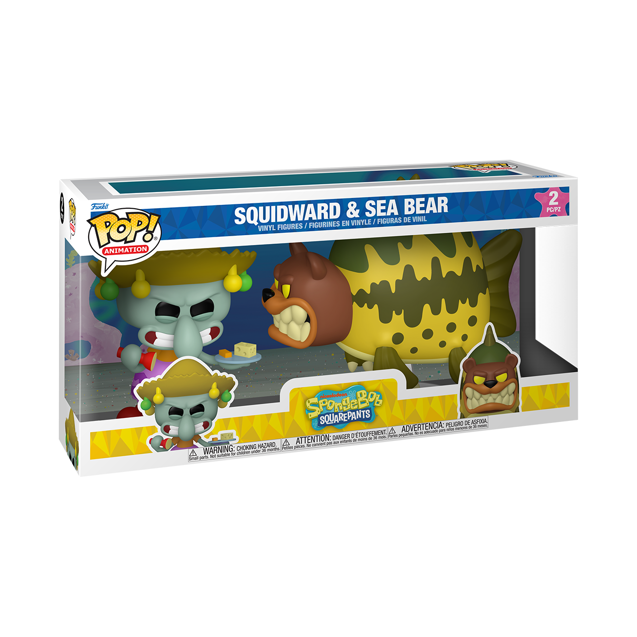 Image of SpongeBob SquarePants Funko POP! Squidward Tentacles and Sea Bear 2 Pack Vinyl Figure