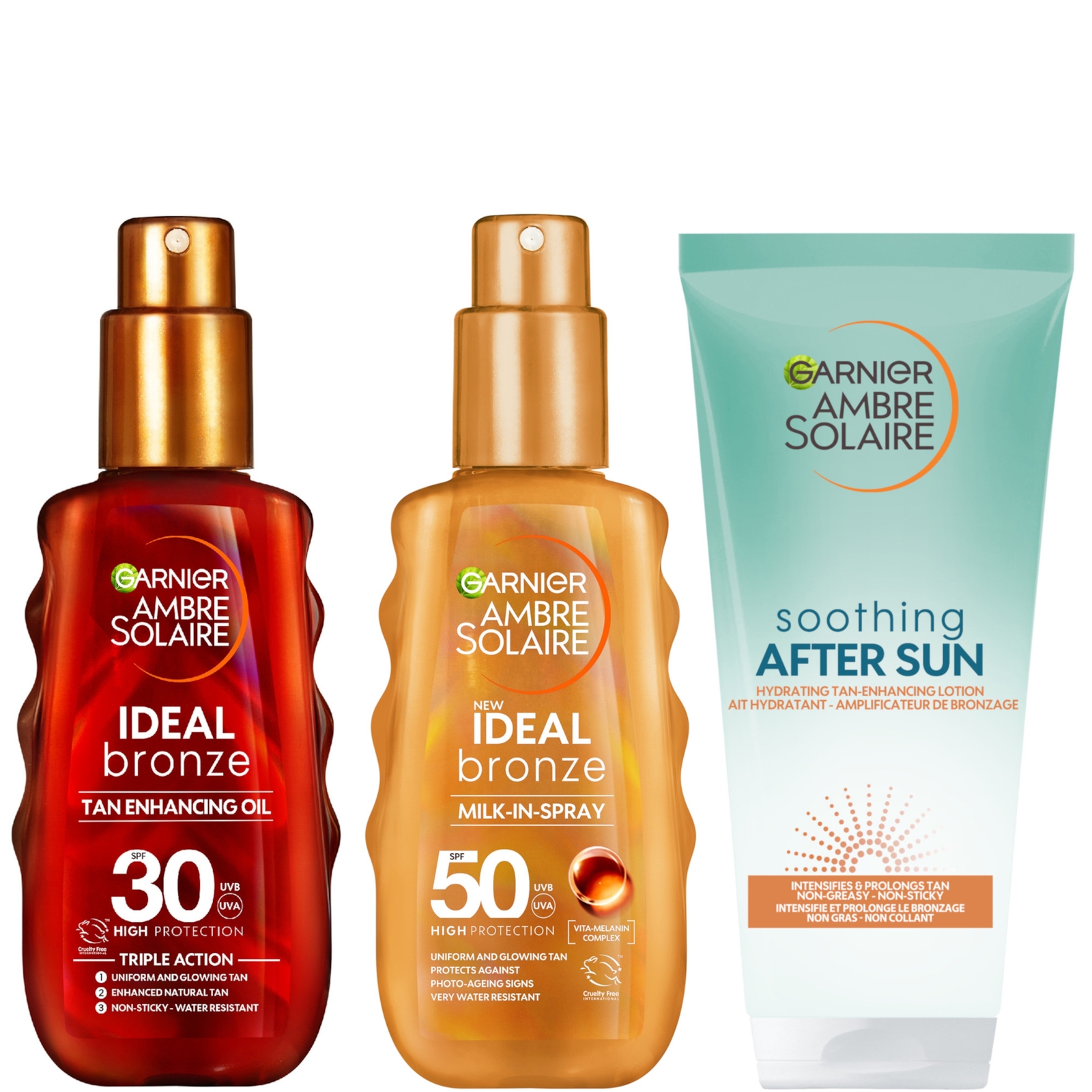 Garnier Ambre Solaire Ideal Bronze Tanning SPF30-50 Bundle