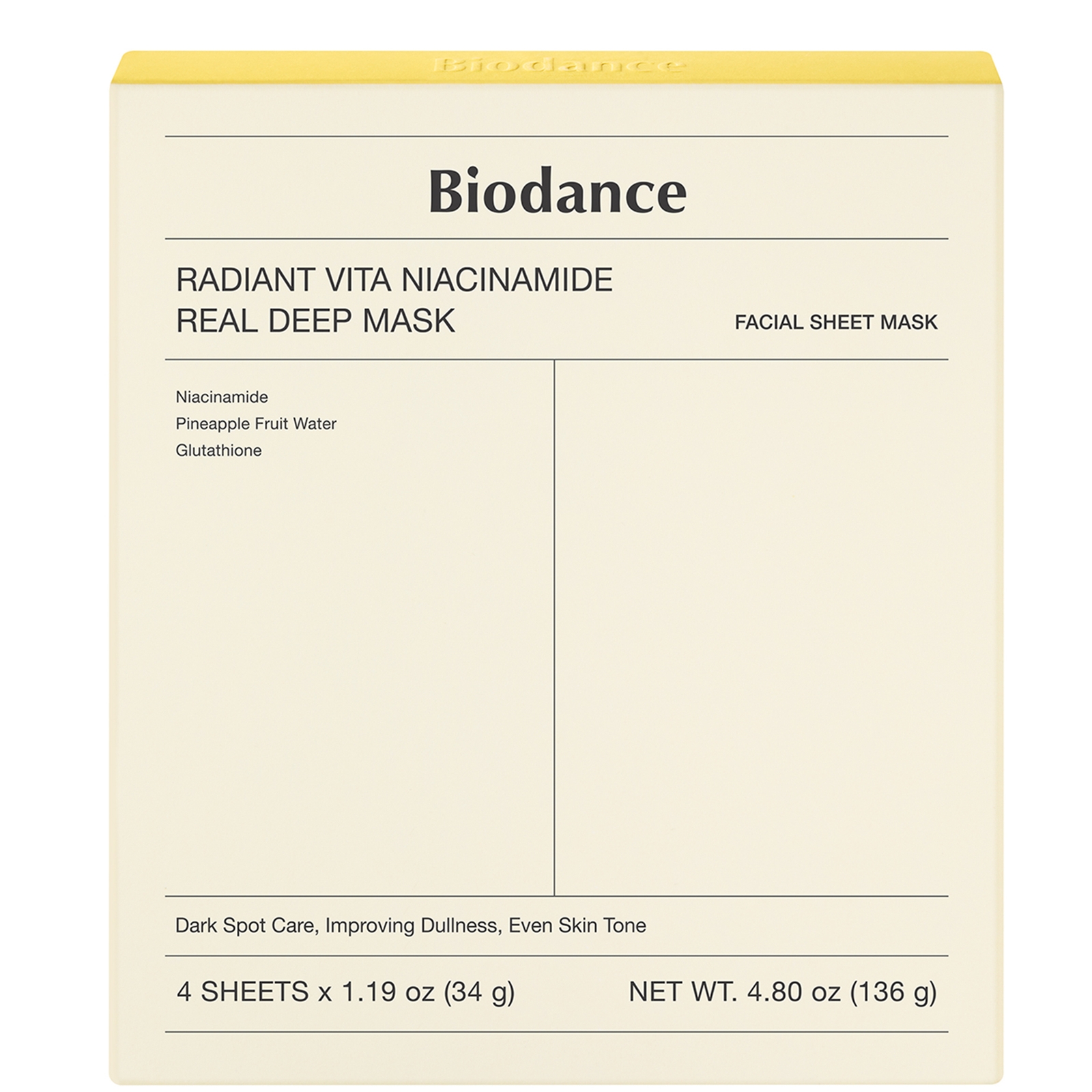 Biodance Radiant Vita Niacinamide Real Deep Mask (4 Pack)