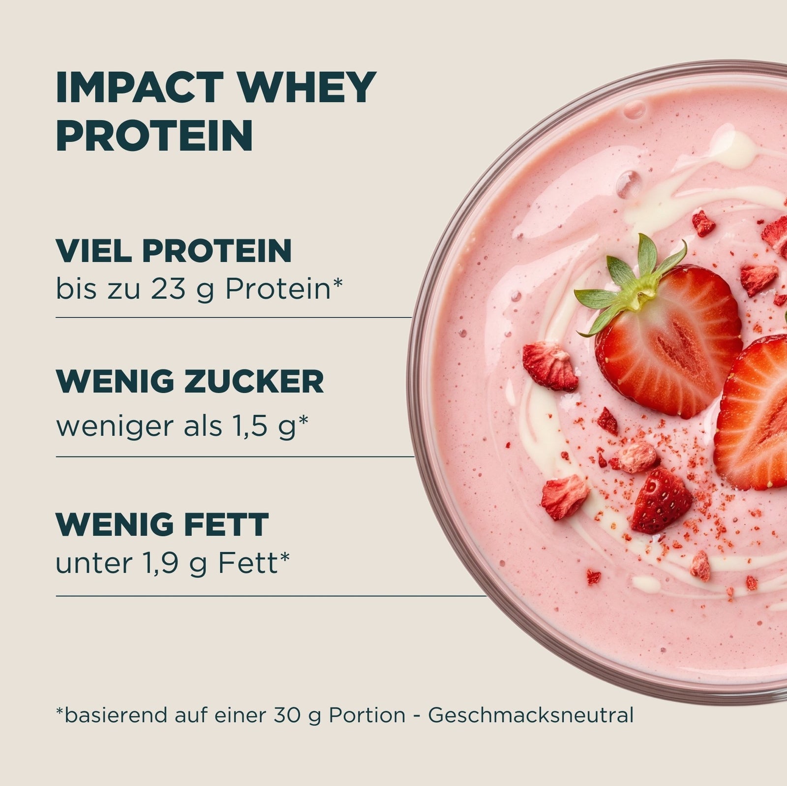 Impact Whey Protein - 2.7kg - 90Portionen - Erdbeer-Sahne — Bild 4