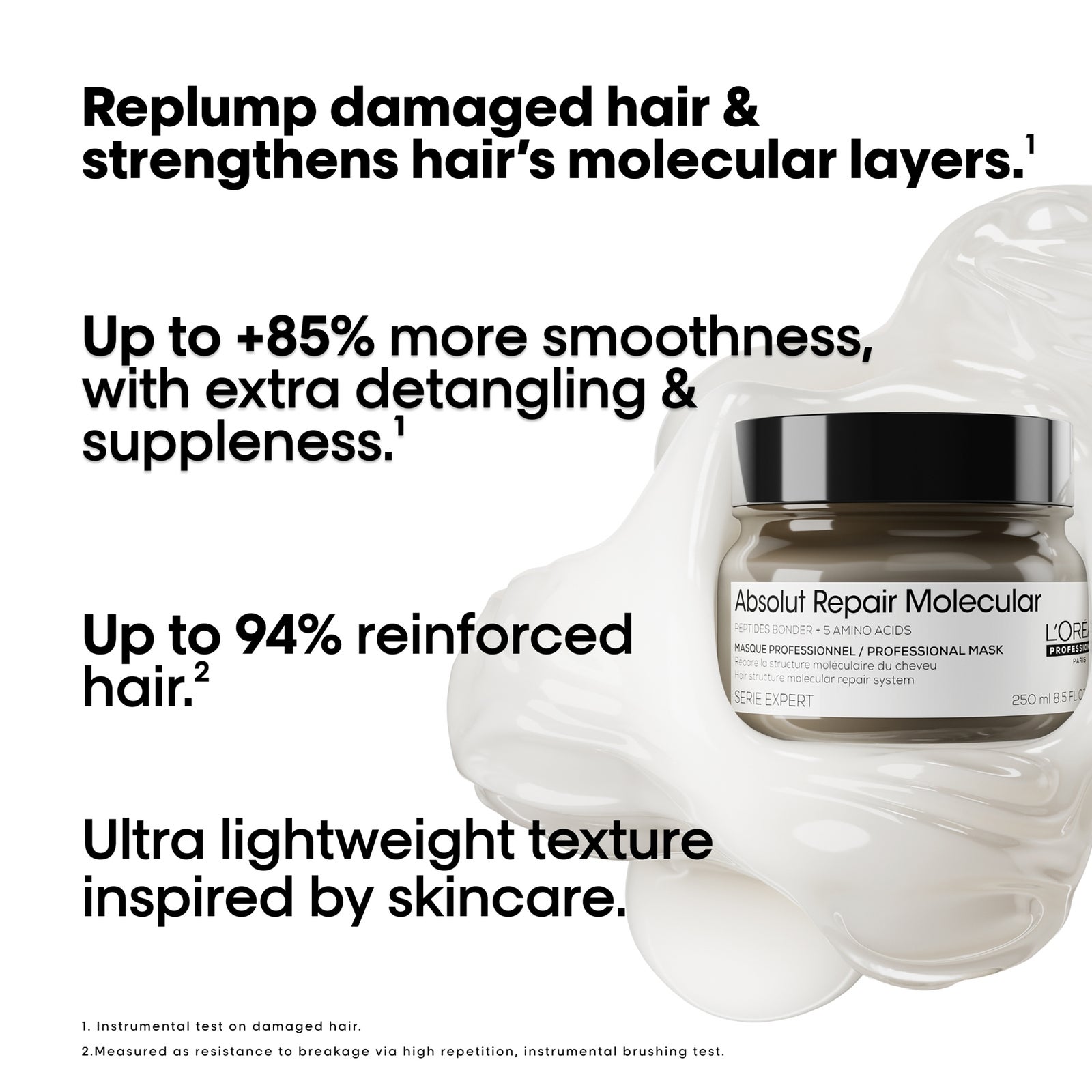 L’Oreal Professionnel Absolut Repair Molecular Shampoo 300ml & Hair Mask with Scalp Brush, For Damaged Hair 3