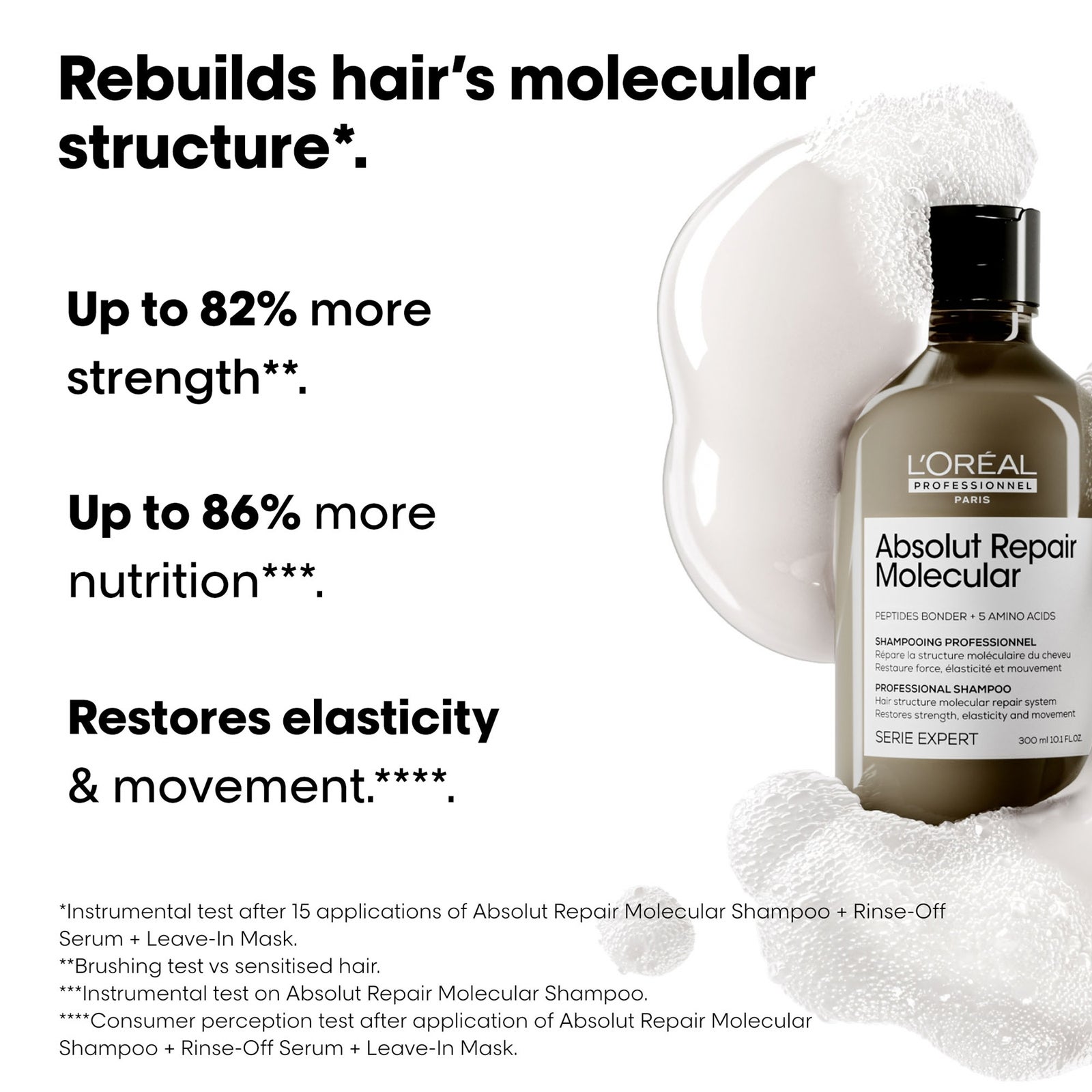 L’Oreal Professionnel Absolut Repair Molecular Shampoo 300ml & Hair Mask with Scalp Brush, For Damaged Hair 2