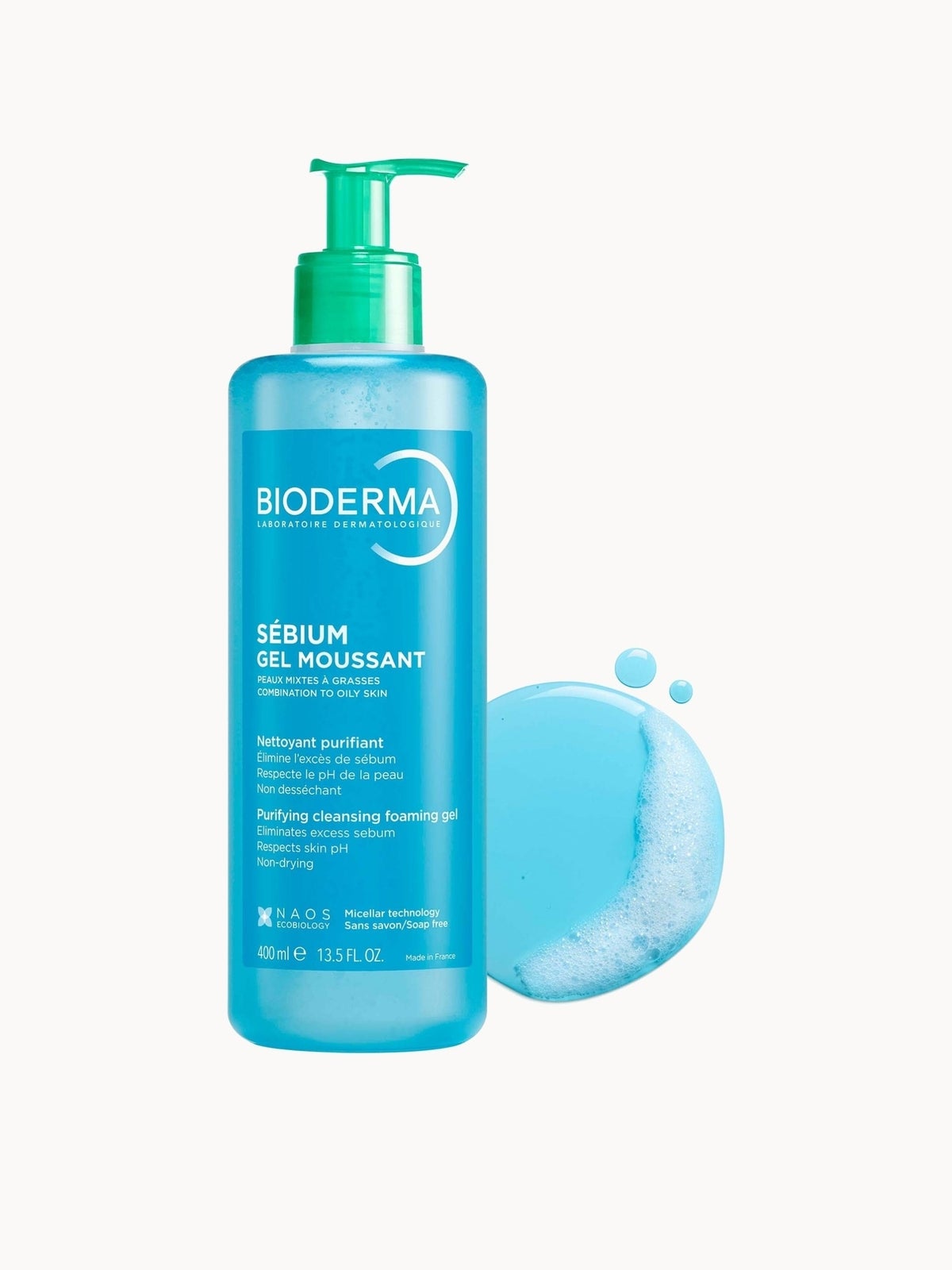 Bioderma Sebium Foaming Gel Cleanser Face Wash for Combination, Oily to Acne-prone skin 400ml 2