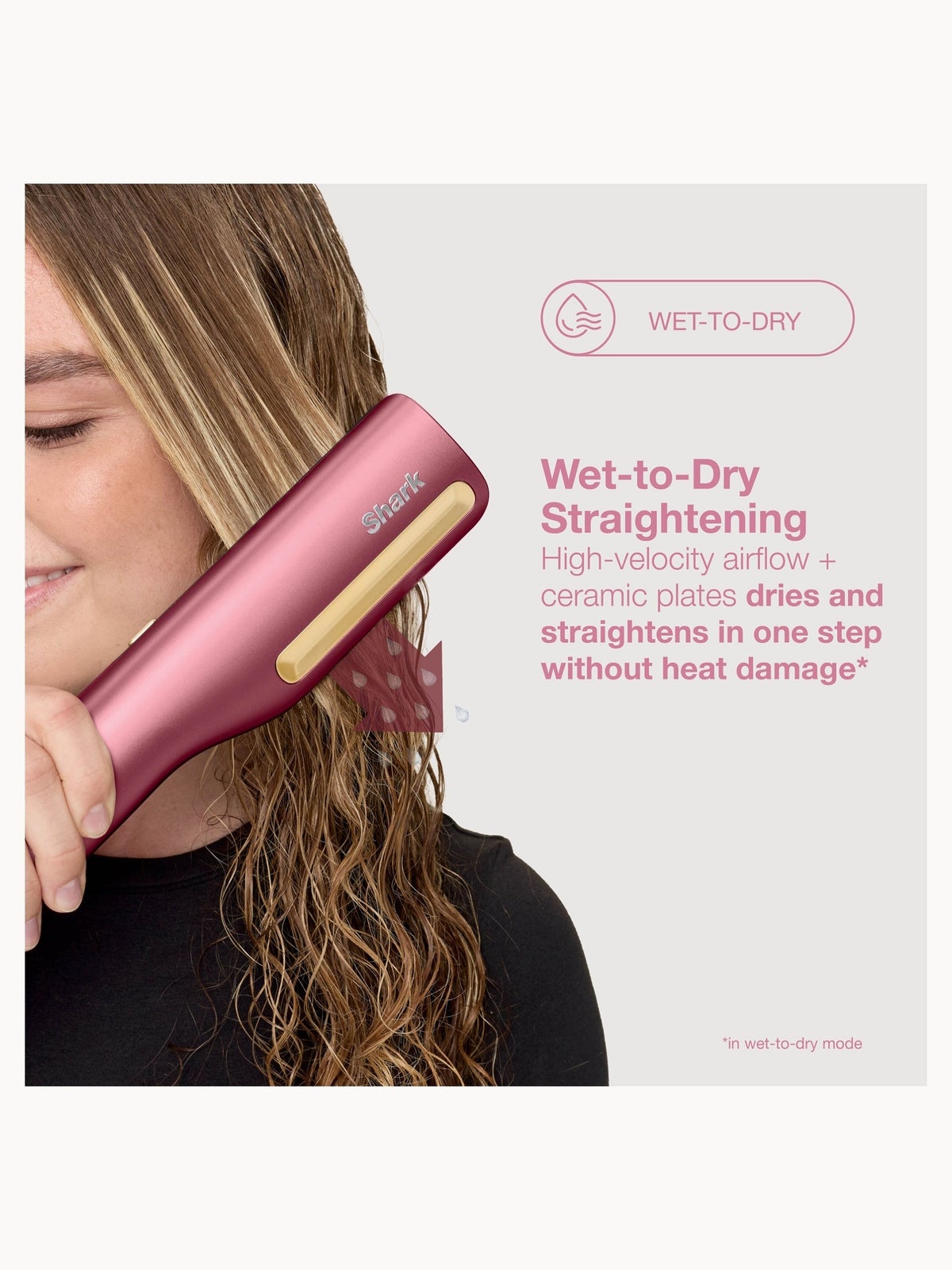 Shark SilkiPro Straight Hair Straightener + Dryer in One Tool - Rose Petal 3