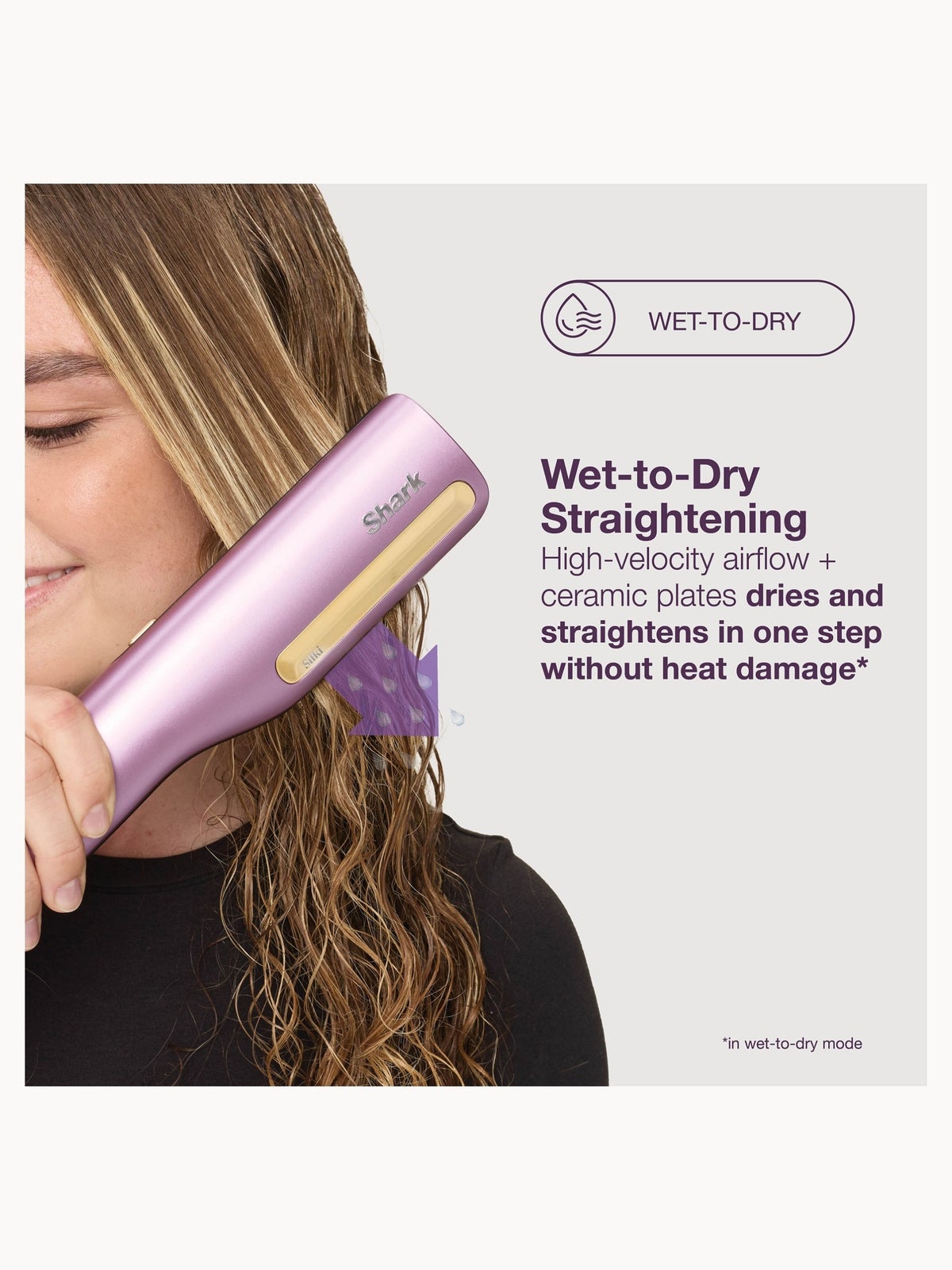 Shark SilkiPro Straight Hair Straightener + Dryer in One Tool - Plum Satin 3