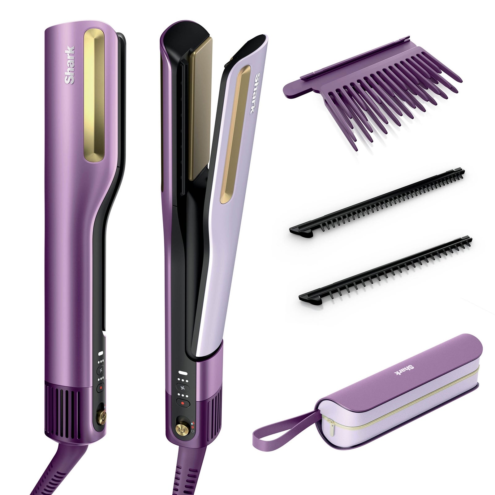 Shark SilkiPro Straight Hair Straightener + Dryer in One Tool - Plum Satin