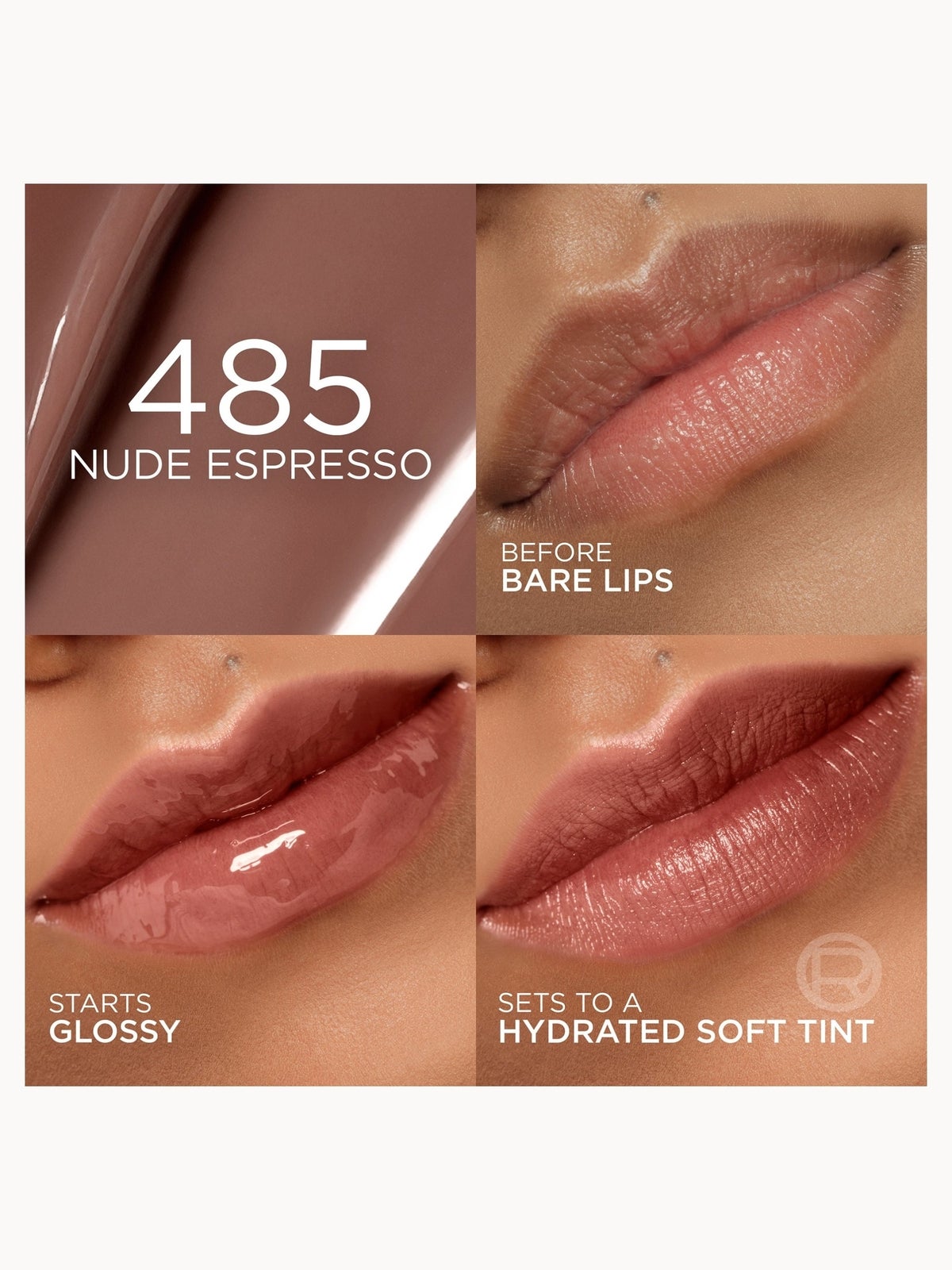 L'Oréal Paris Hyaluron Tint Lip Stain Serum, Hydrating Lip Stain (Various Shades) - 485 Nude Espresso 4