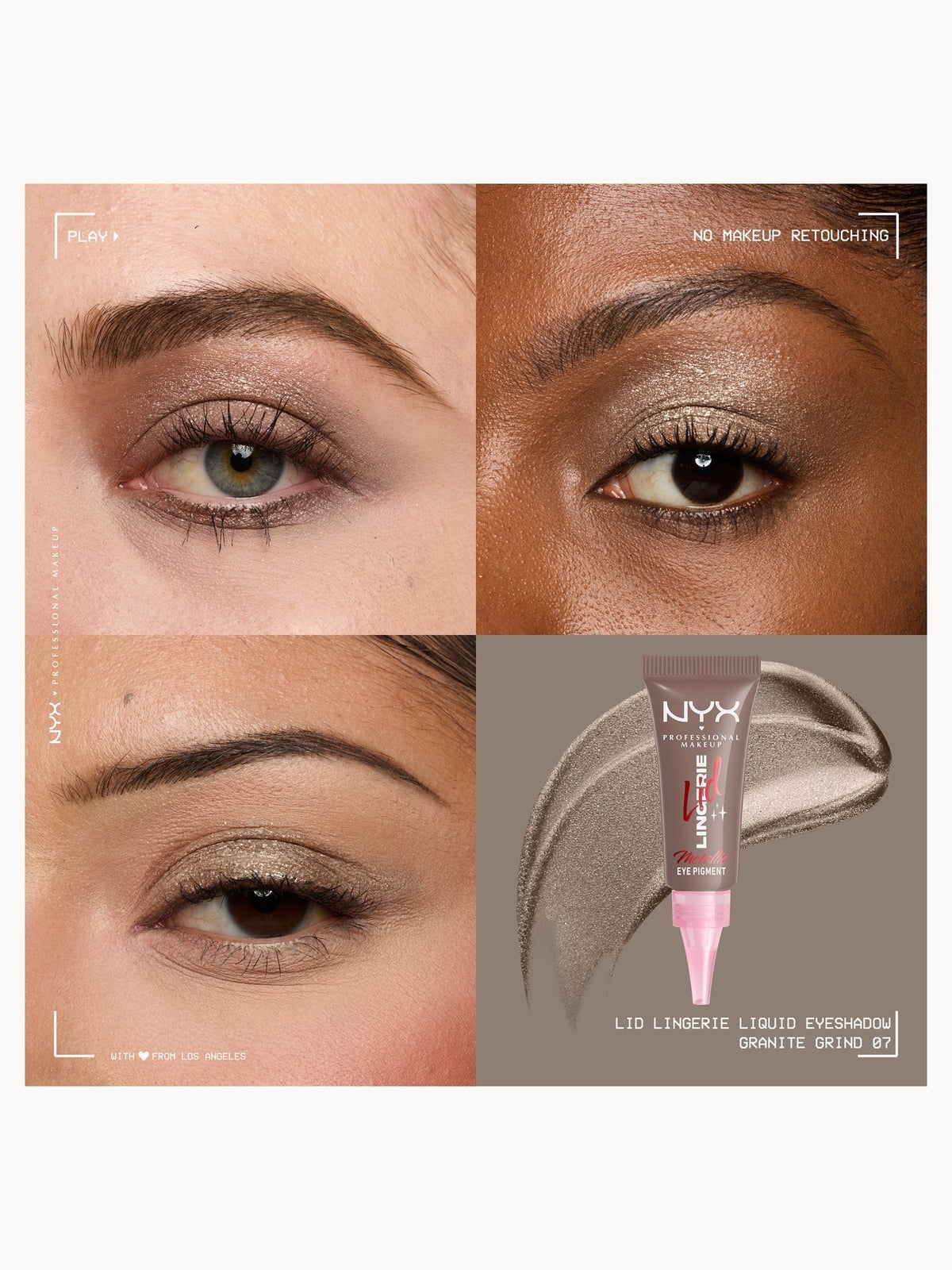 NYX Professional Makeup Lid Lingerie Cream Eye Pigment 6ml (Various Shades) - Granite Grind 3