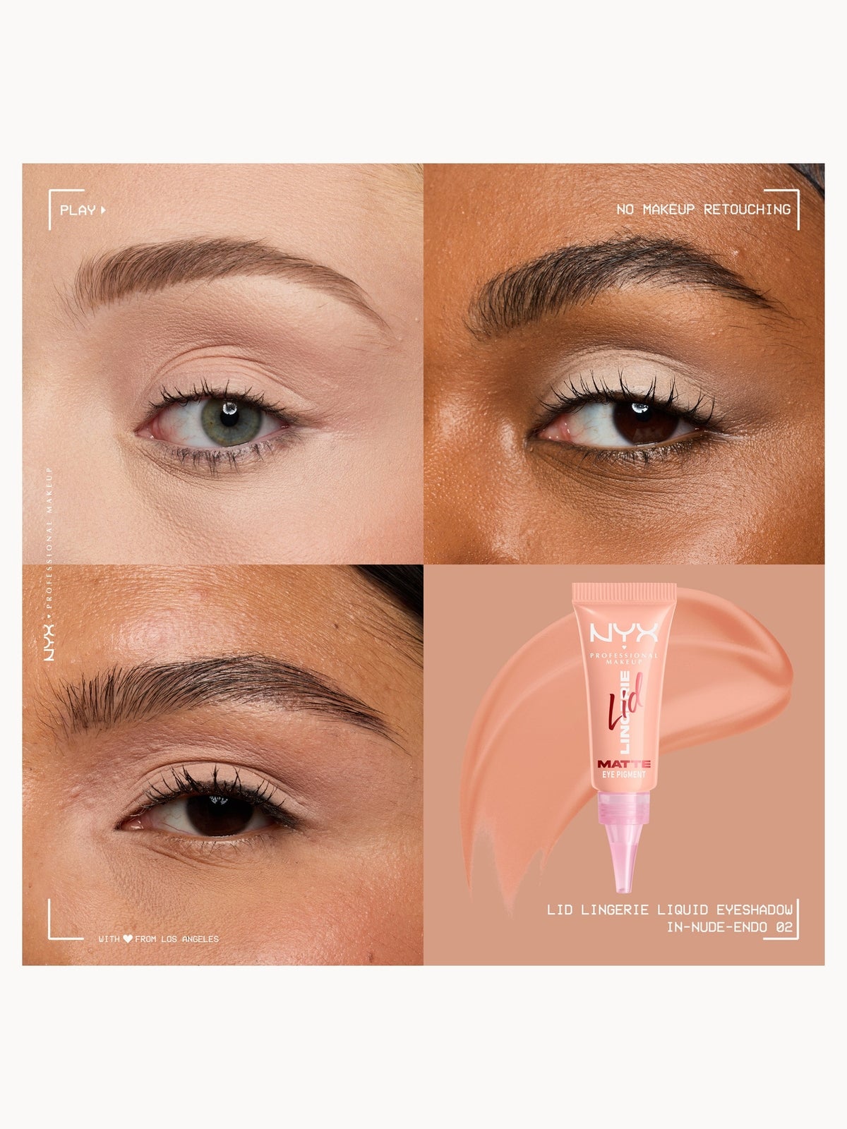 NYX Professional Makeup Lid Lingerie Cream Eye Pigment 6ml (Various Shades) - In-Nude-Endo 3