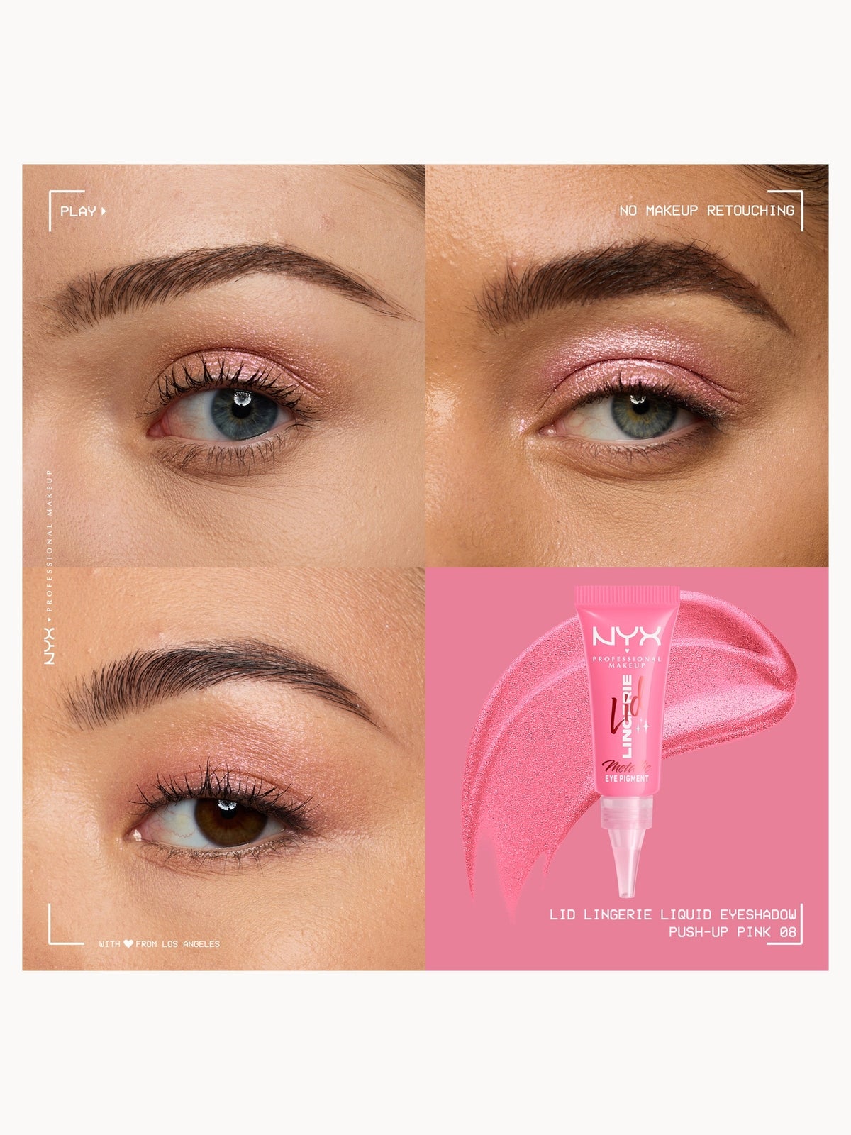 NYX Professional Makeup Lid Lingerie Cream Eye Pigment 6ml (Various Shades) - Push-Up Pink 3