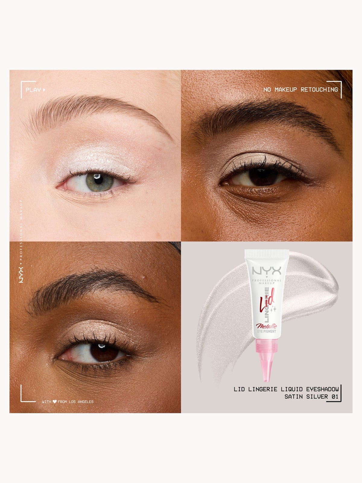 NYX Professional Makeup Lid Lingerie Cream Eye Pigment 6ml (Various Shades) - Satin Silver 3