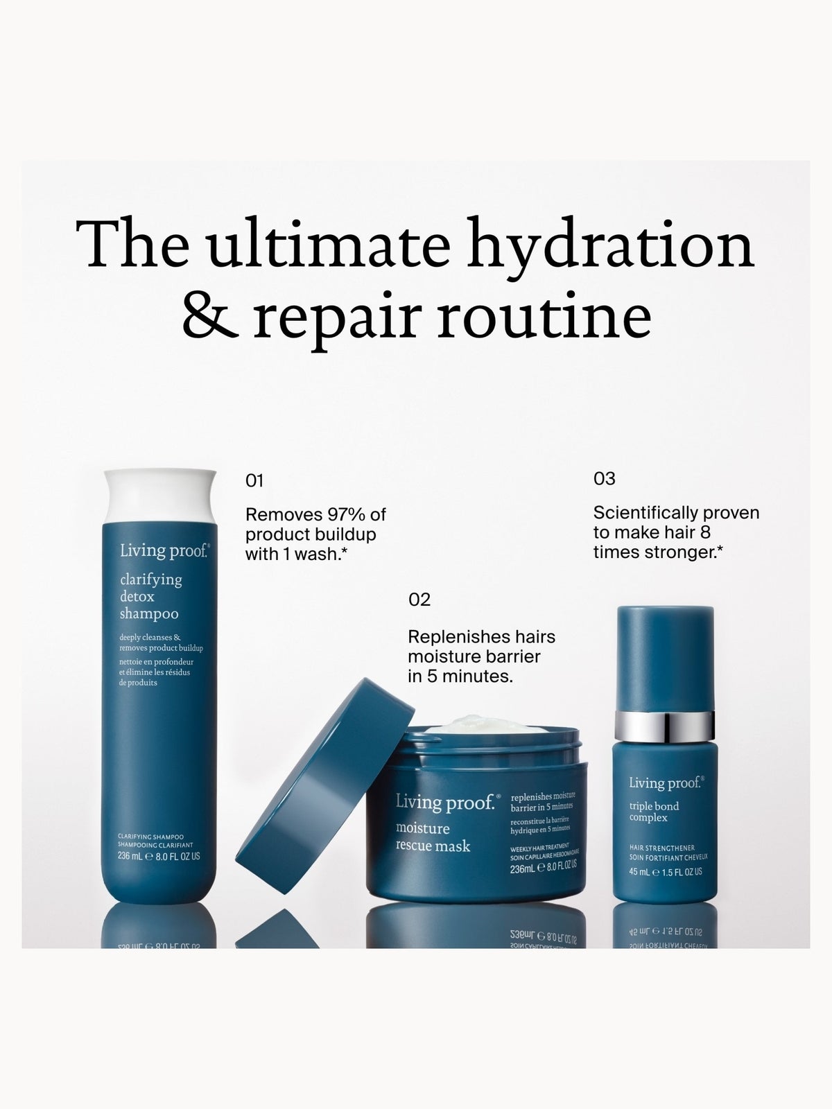 Living Proof Clarifying Detox Shampoo + Moisture Rescue Mask for Detox & Hair Hydration 3