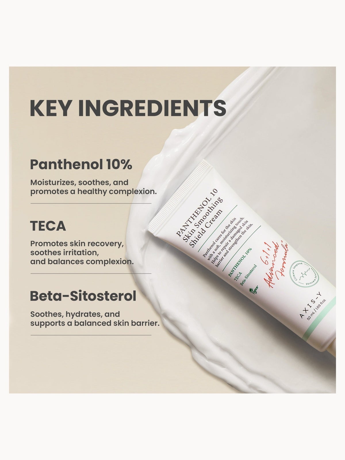 AXIS-Y Face Care Moisturizer: Panthenol 10 Skin Smoothing Shield Cream 50ml for Daily Nourishing Hydration, photo 3