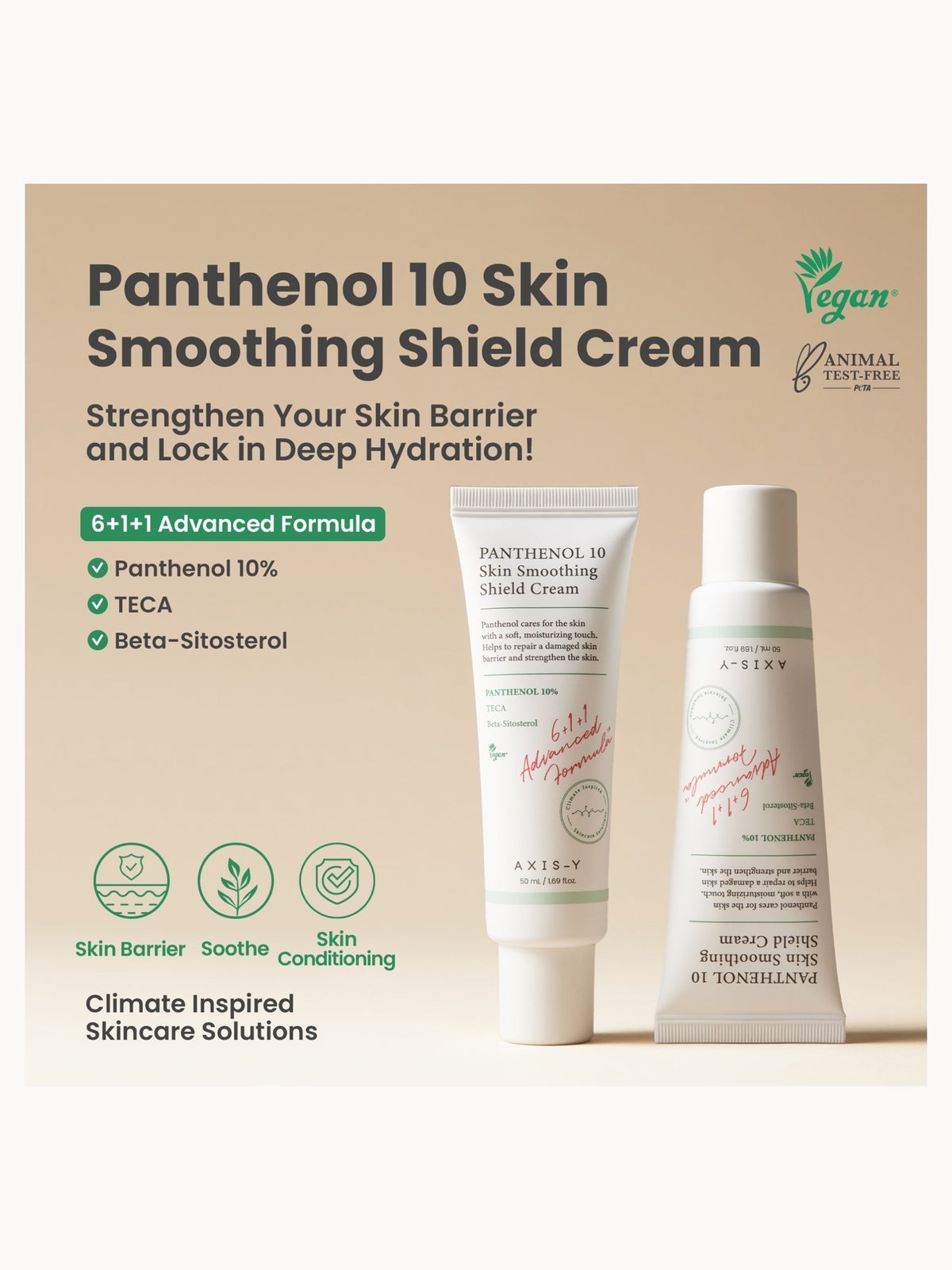 AXIS-Y Face Care Moisturizer: Panthenol 10 Skin Smoothing Shield Cream 50ml for Daily Nourishing Hydration, photo 2