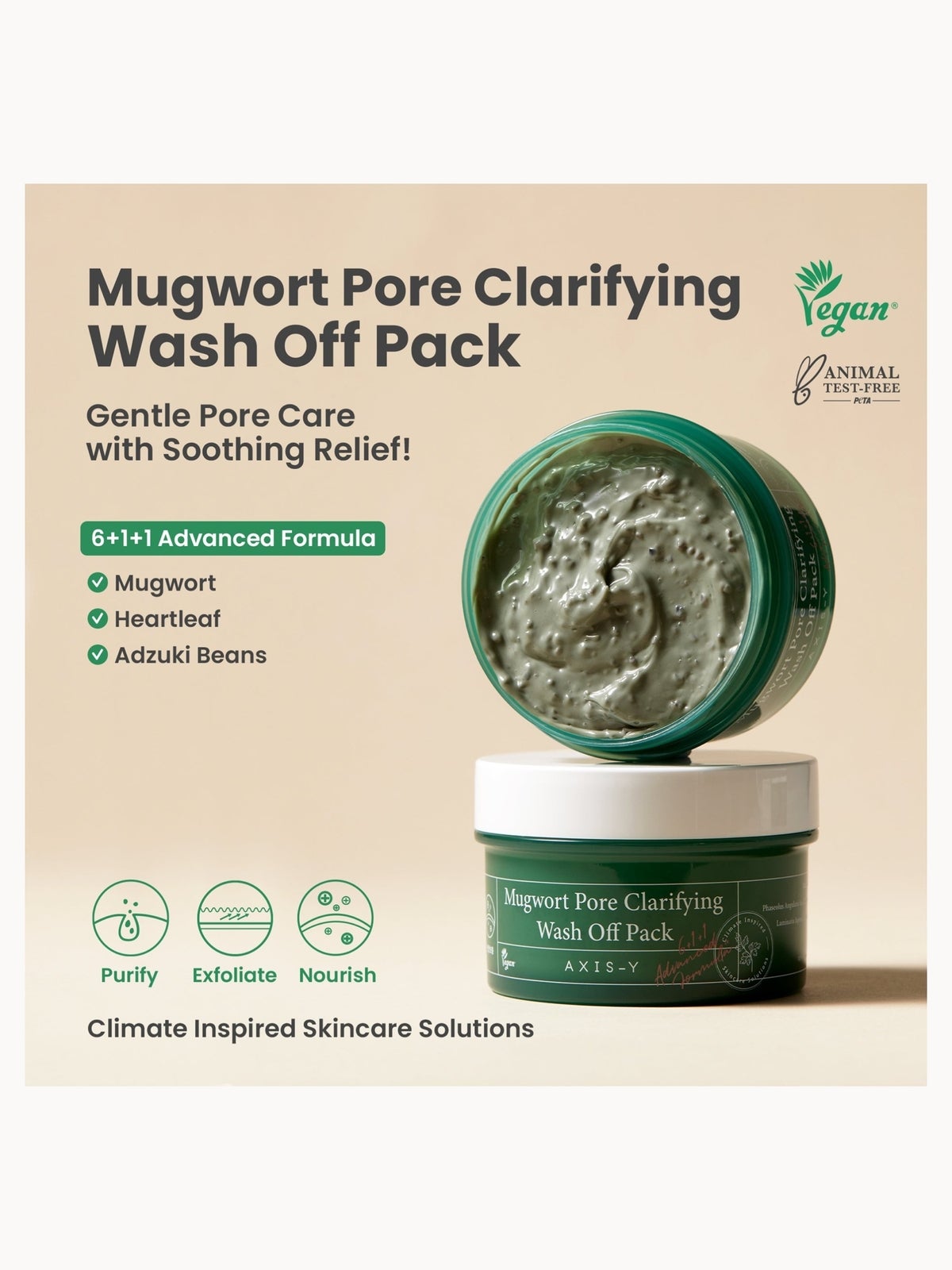 Axis-Y Mugwort Pore Clarifying Wash Off Pack 100ml, photo 2