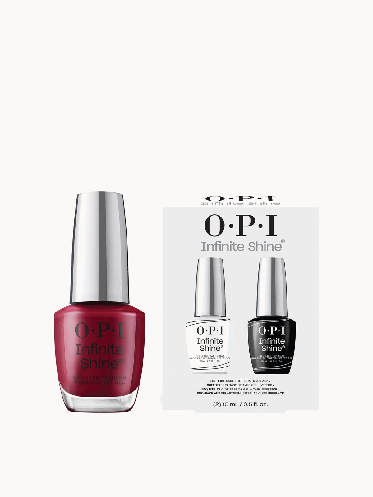 OPI Infinite Shine Malaga Wine Nail Polish with Base and Top Coat Duo Bundle