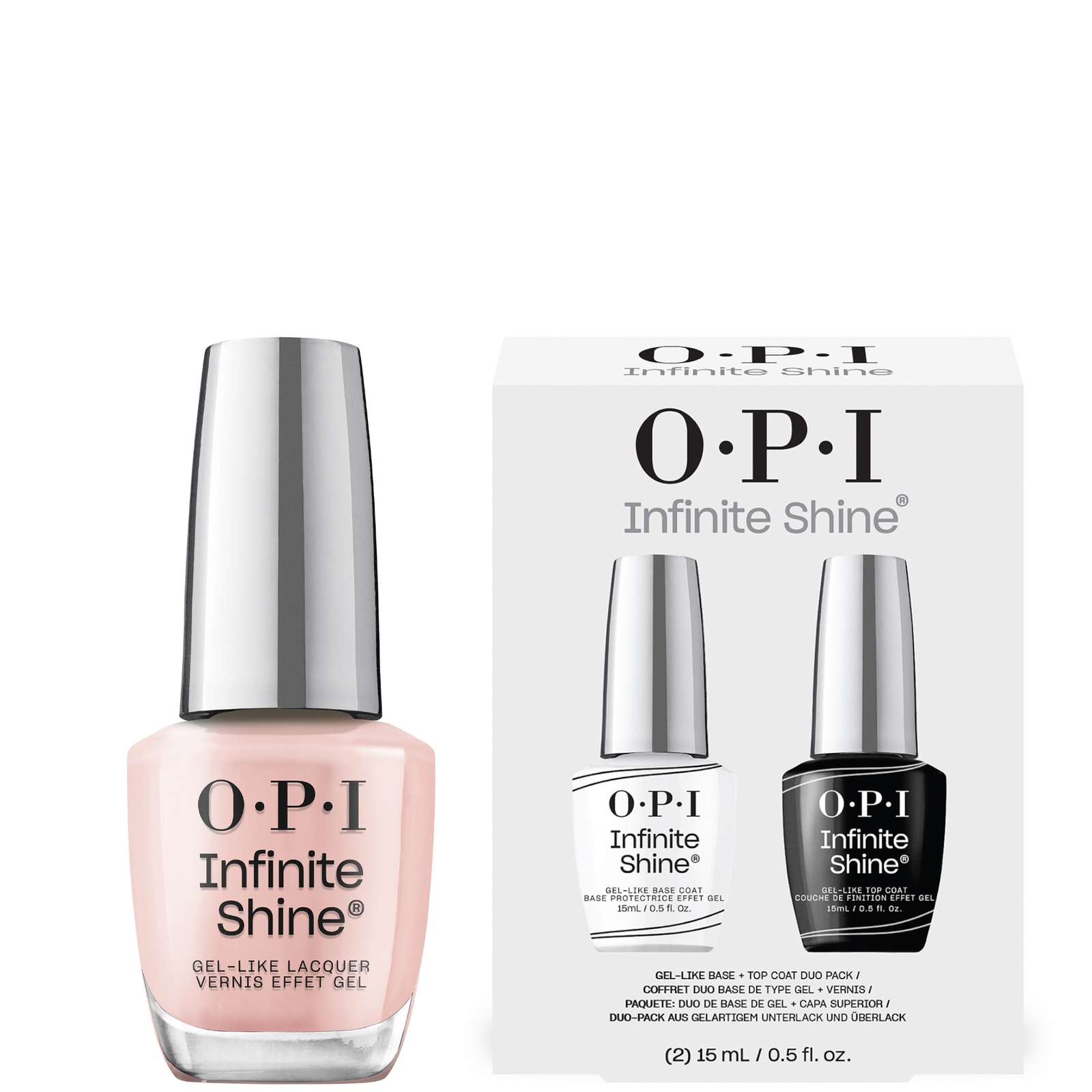 OPI Infinite Shine Bubble Bath Nail Polish with Base and Top Coat Duo Bundle