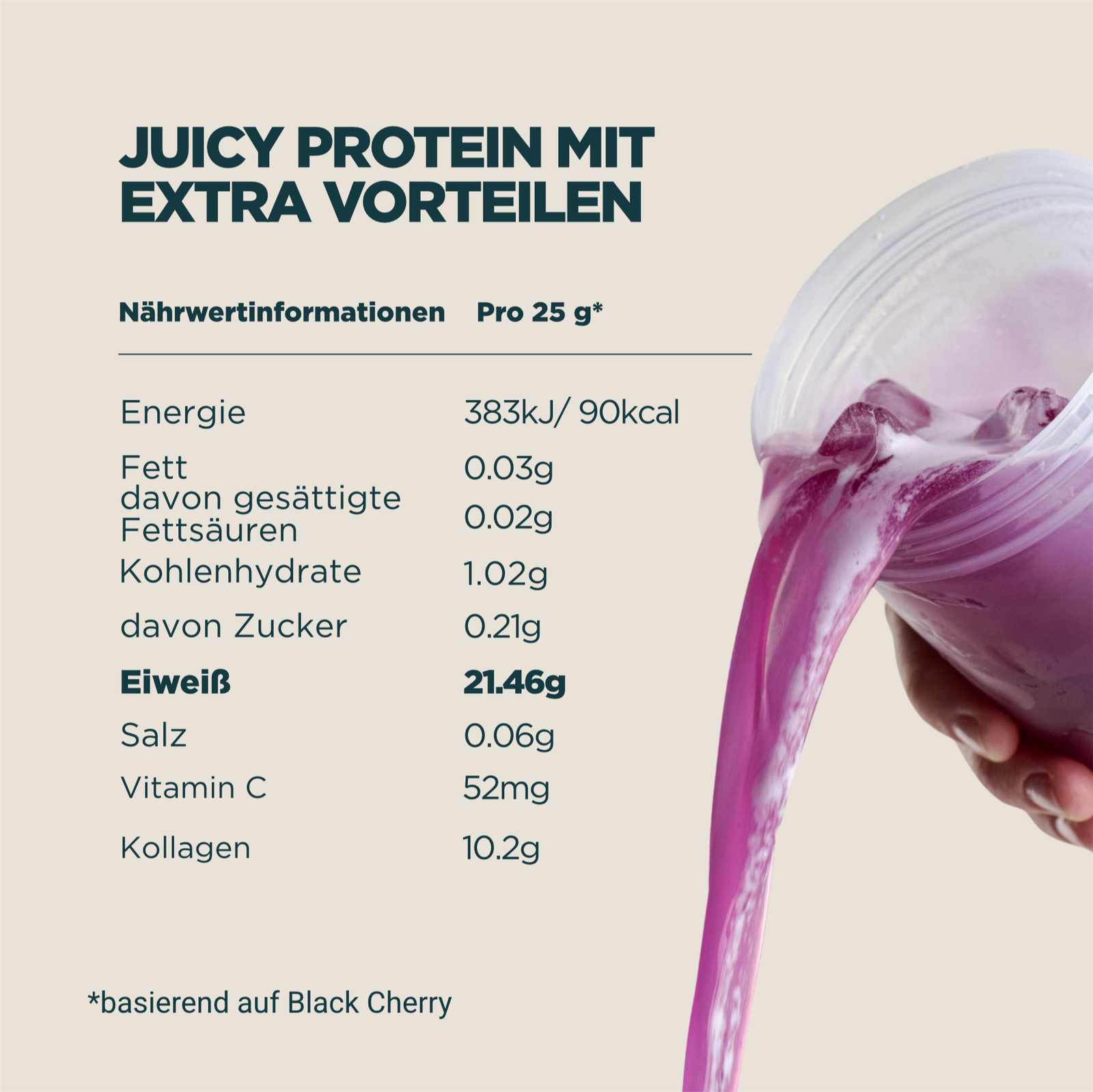 Clear Protein | Whey & Collagen - 500g - 20Portionen - Black Cherry — Bild 5