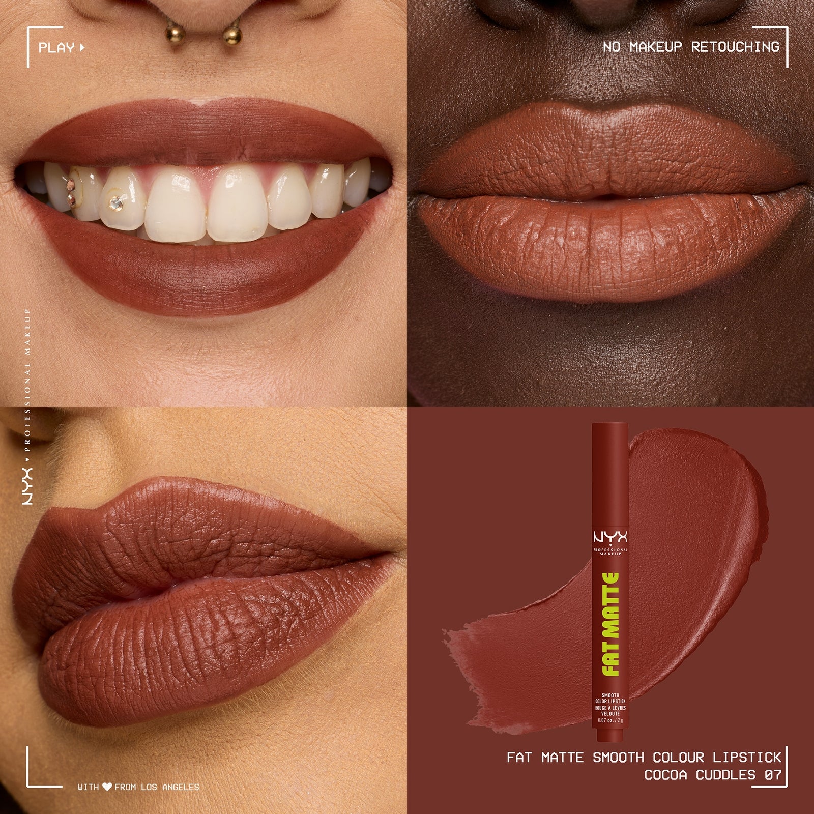 NYX Professional Makeup Fat Matte Smooth Color Lipstick 2g (Various Shades) - Cocoa Cuddles 3