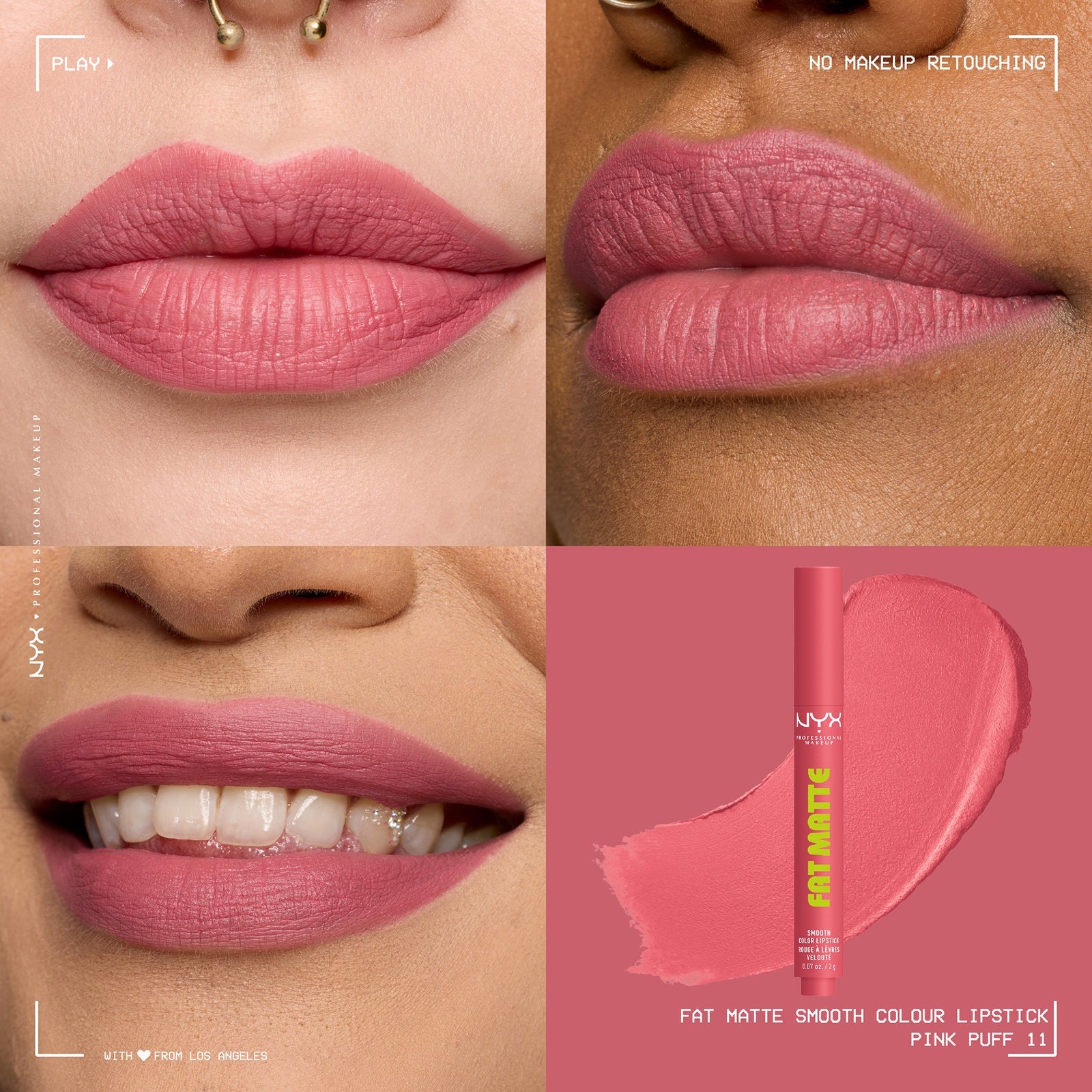 NYX Professional Makeup Fat Matte Smooth Color Lipstick 2g (Various Shades) - Pink Puff 3