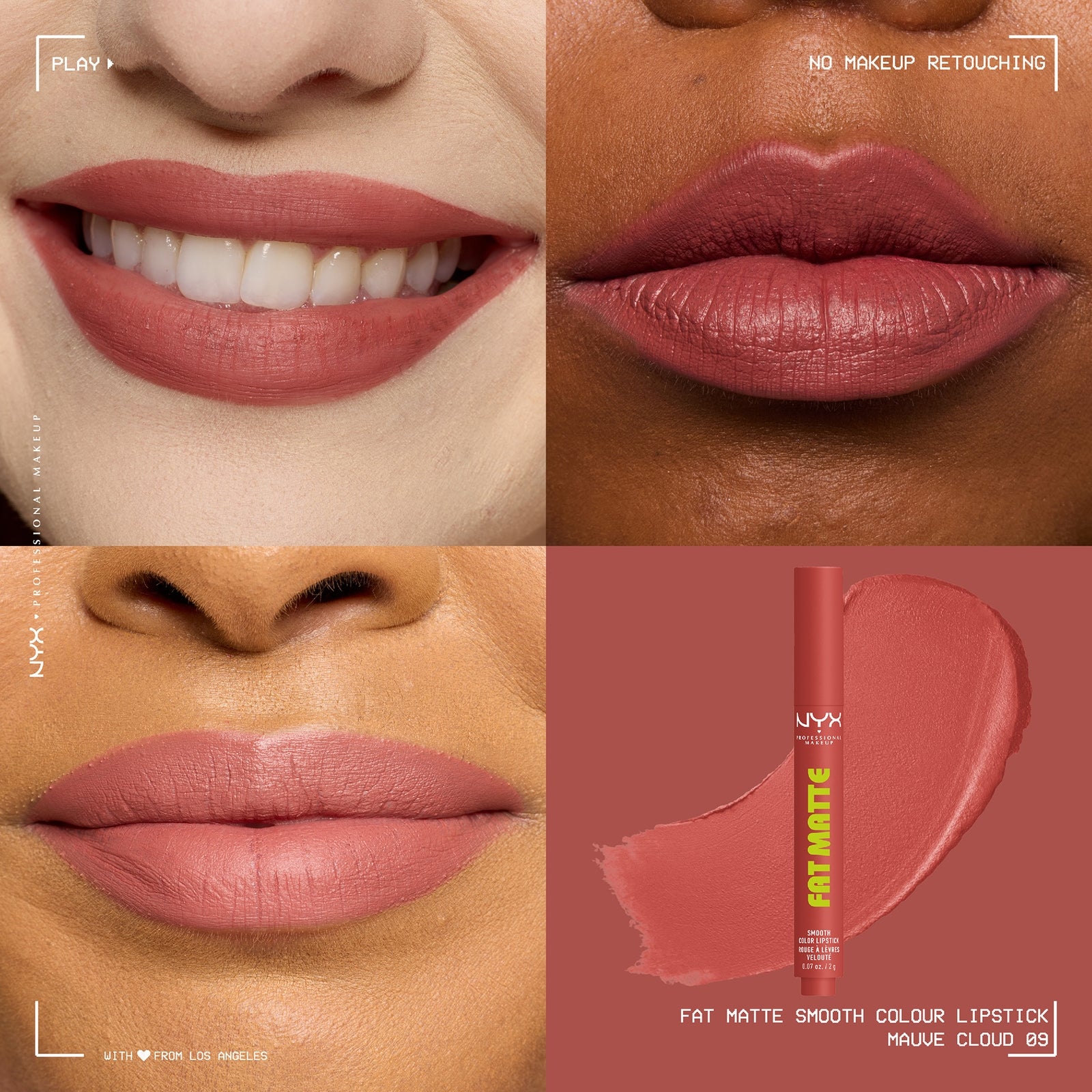 NYX Professional Makeup Fat Matte Smooth Color Lipstick 2g (Various Shades) - Mauve Cloud 3