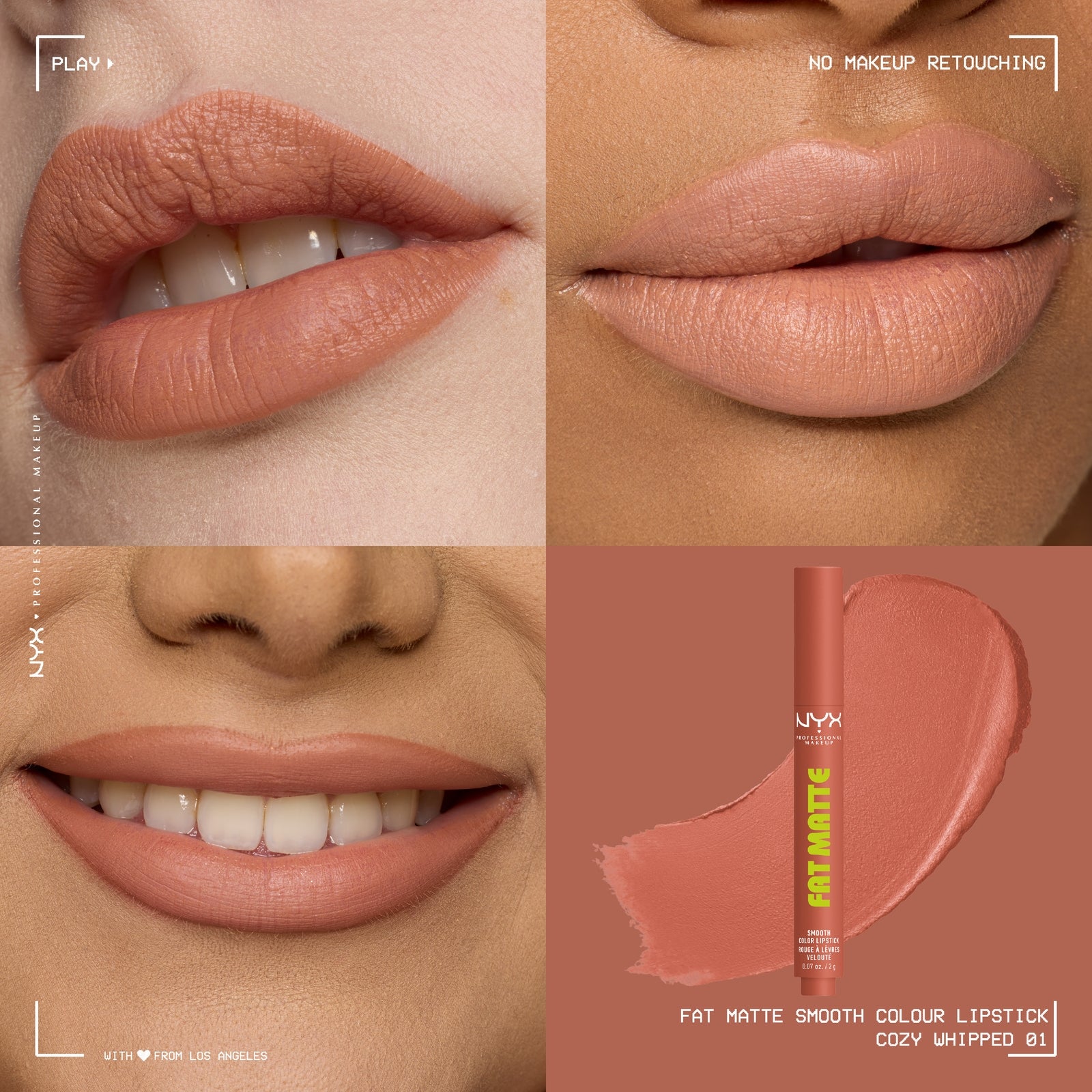 NYX Professional Makeup Fat Matte Smooth Color Lipstick 2g (Various Shades) - Cozy Whipped 3