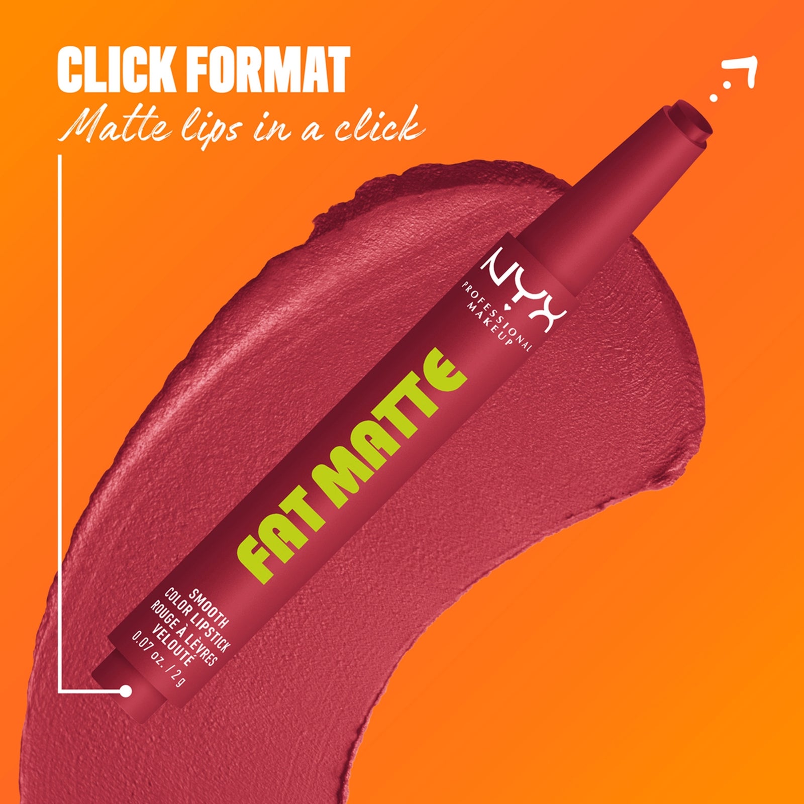 NYX Professional Makeup Fat Matte Smooth Color Lipstick 2g (Various Shades) - Plushin' Plum 4