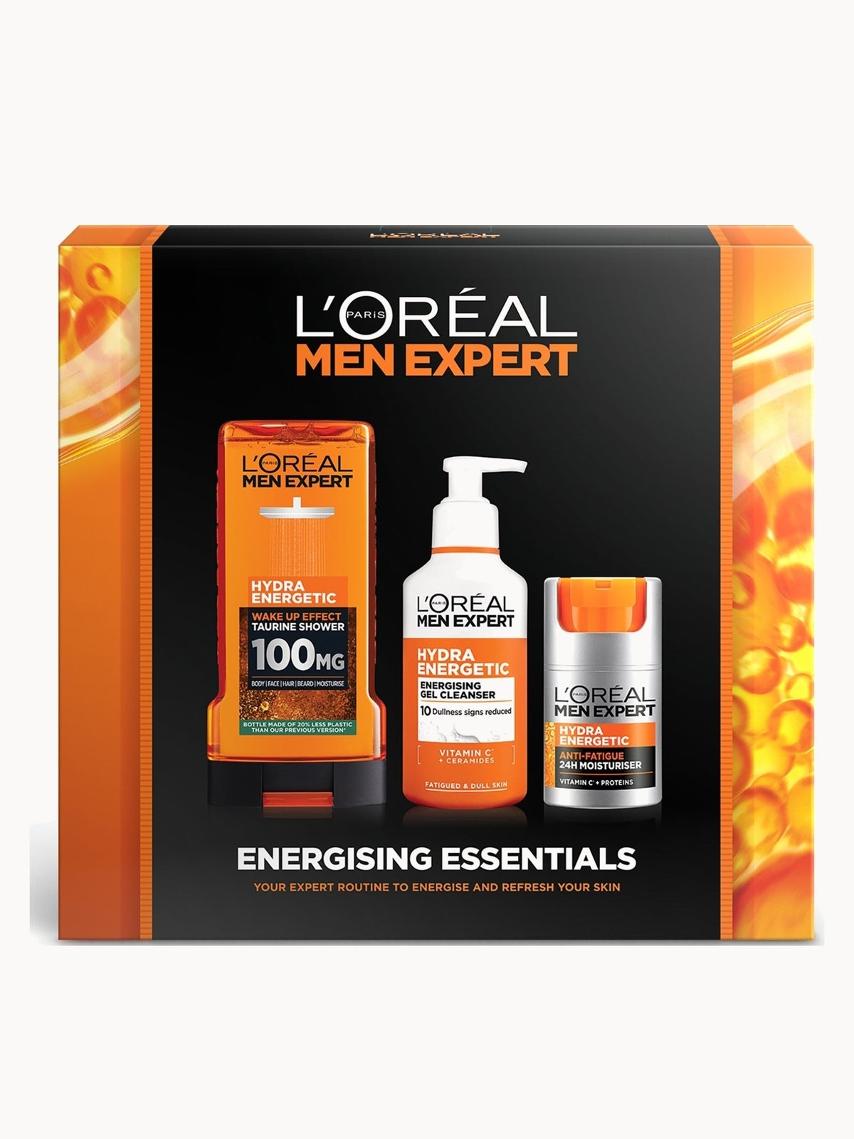 L'Oréal Paris Men Expert Energising Essentials Gift Set: Shower Gel, Cleanser and Moisturiser Complete Grooming Trio