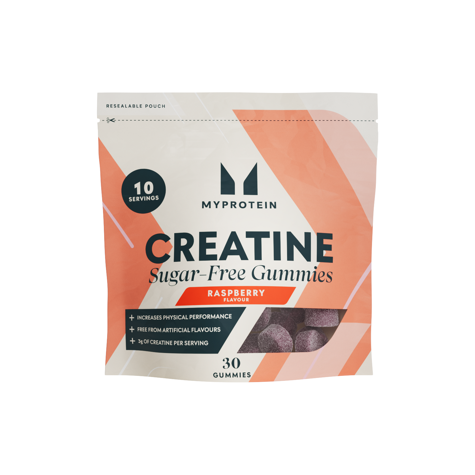 Gummies cu Creatină - 30 Gummies - 10servings - Raspberry (Sugar-Free)
